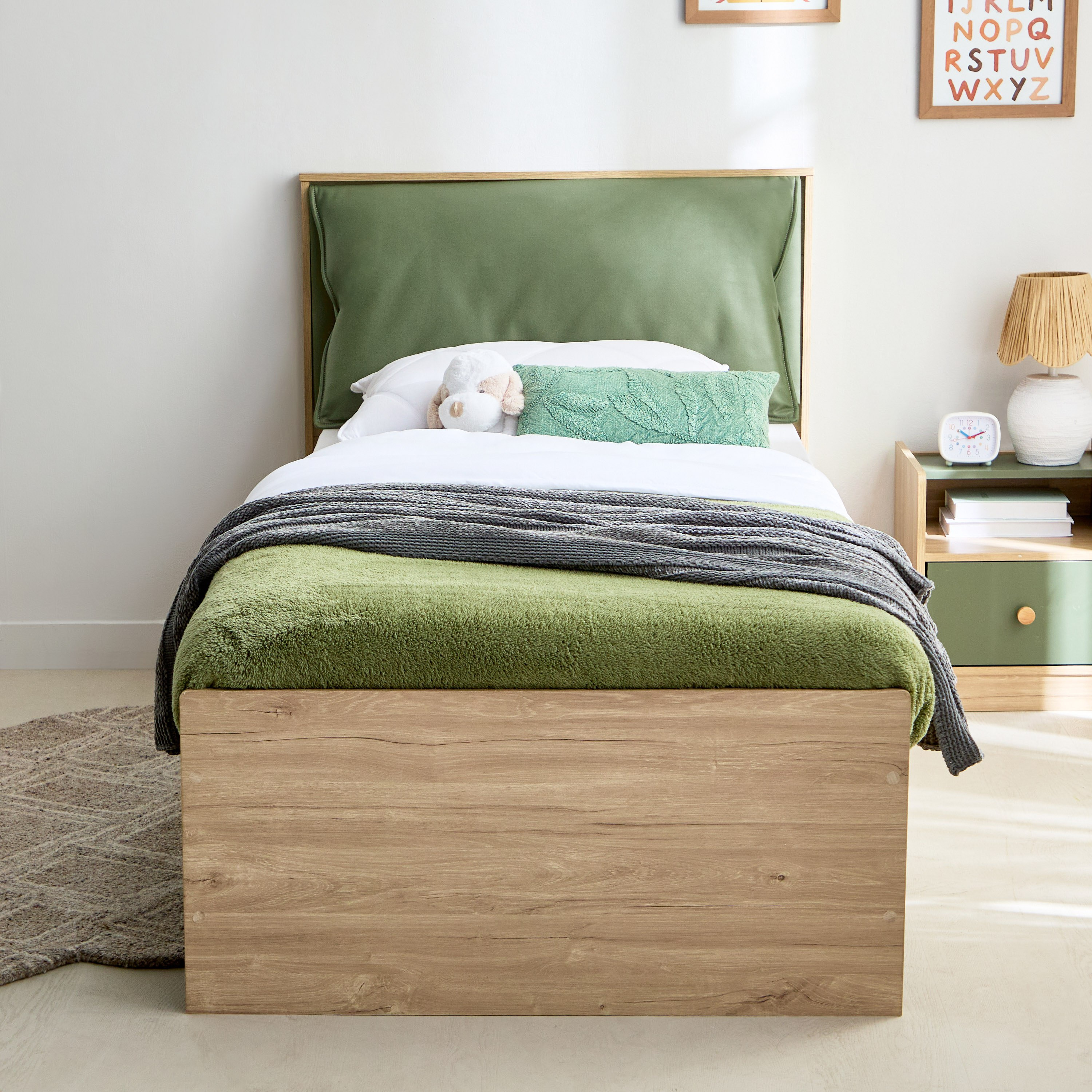 Movo Fern Single Bed with Upholstered Headboard -  90x200 cm-hbxkidsandyouth-bedsandbedsets-beds-single-image-2