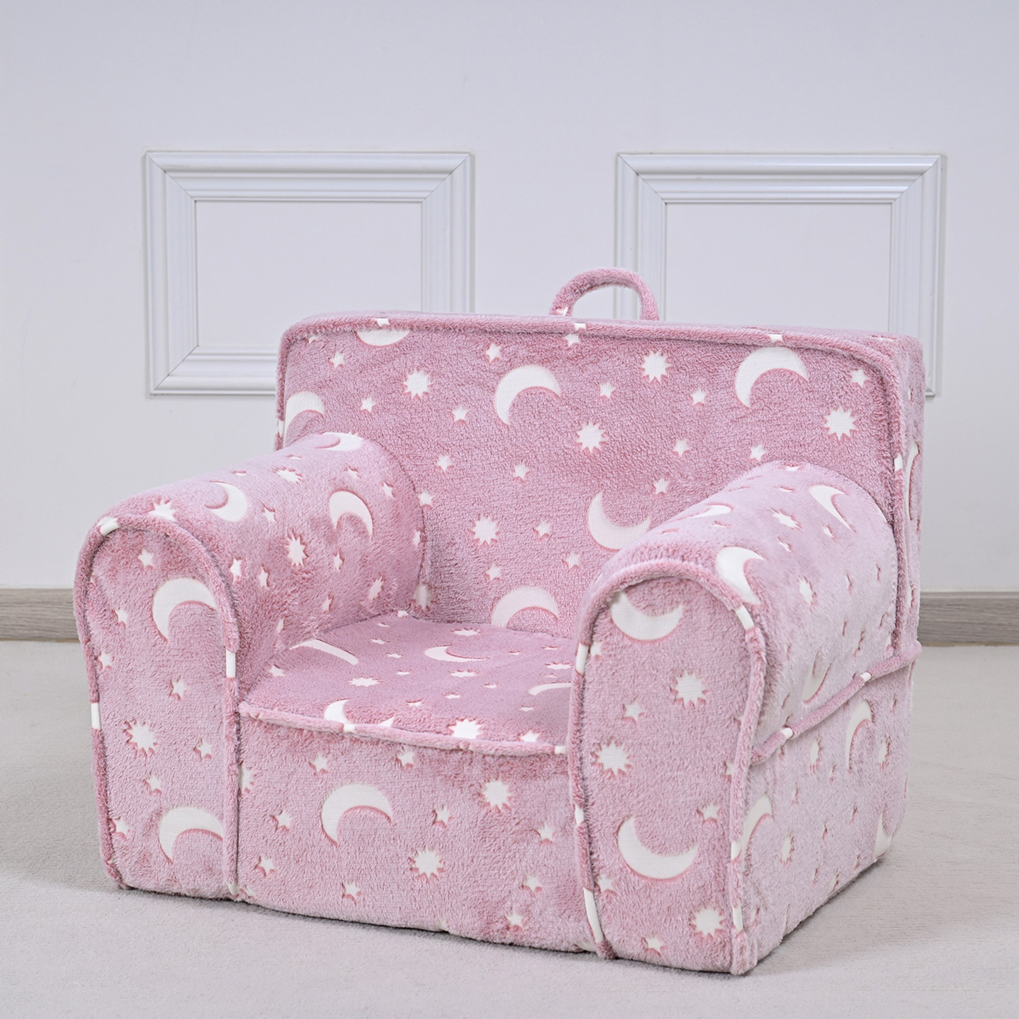 Aurora Kids Comfy Armchair with Glow in Dark Fabric and Carrying Handle-hbxfurniture-kidsroom-studychairs-image-1