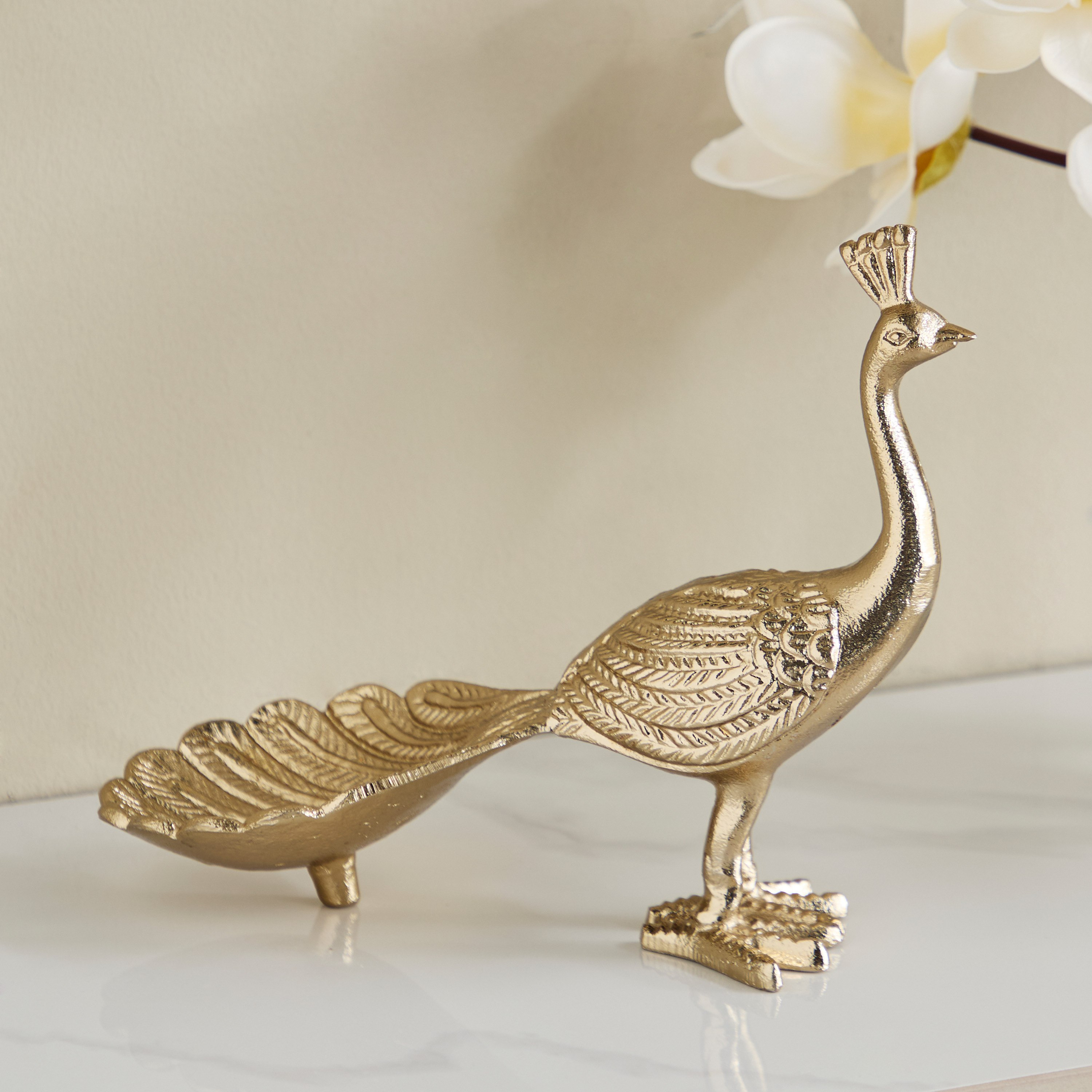 قطعة ديكور ألومنيوم بتصميم طاووس من أوزاوا - 25x12x23 سم-hbxhomeware-homedecor-figurinesandornaments-image-1