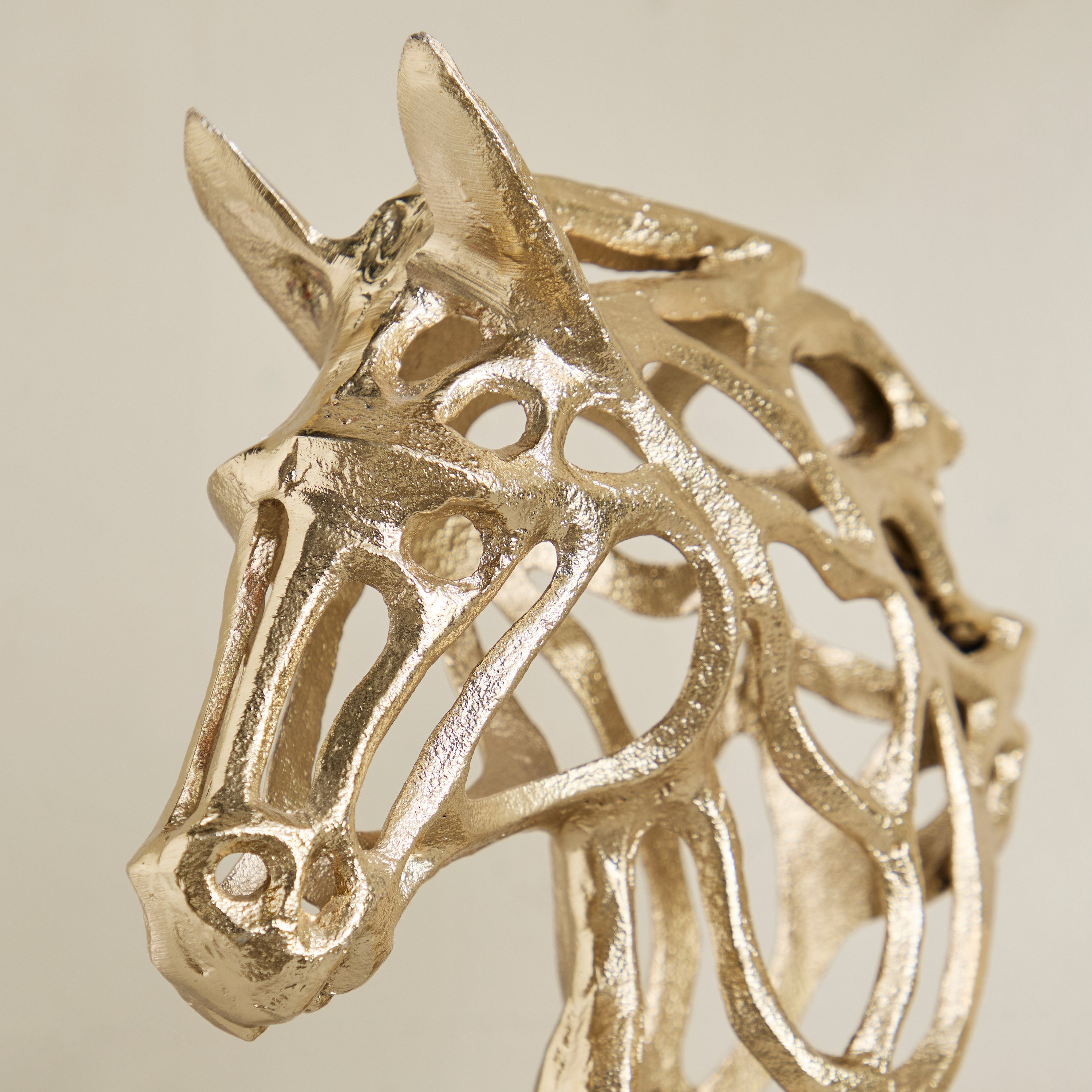 Viola Aluminium Horse Face Accent with Natural Marble Base - 24x10x30 cm-hbxhomeware-homedecor-figurinesandornaments-image-3