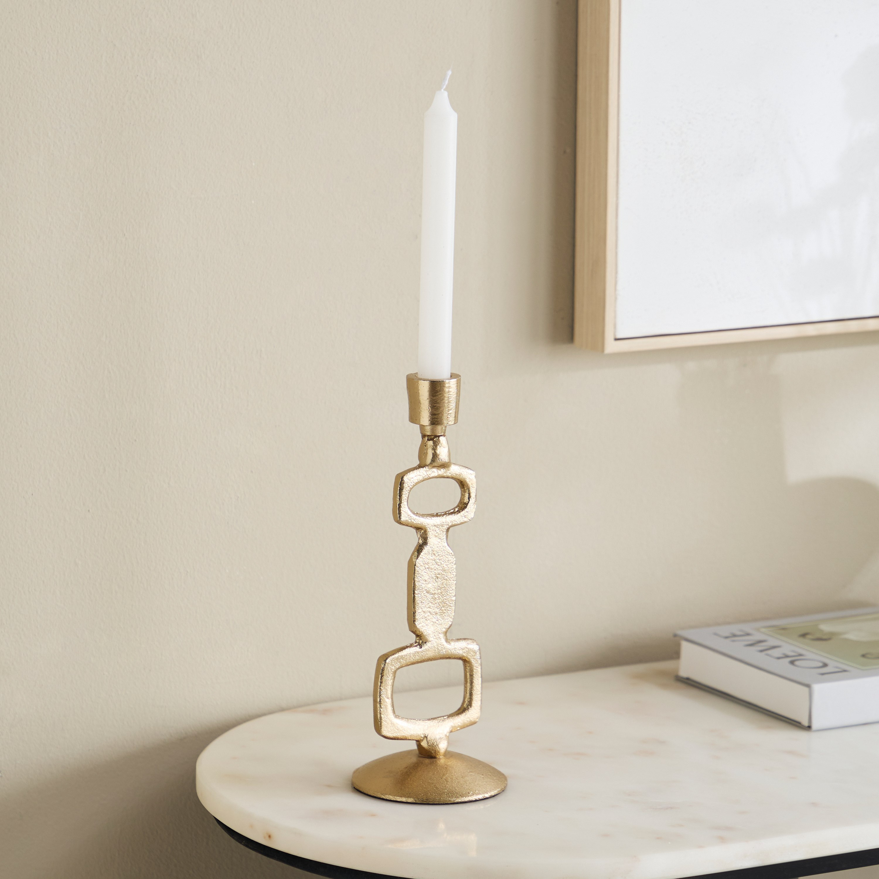 Viola Aluminium Modern Taper Candleholder - 10x10x25 cm-hbxbedroom-homefragrance-candleholders-image-1