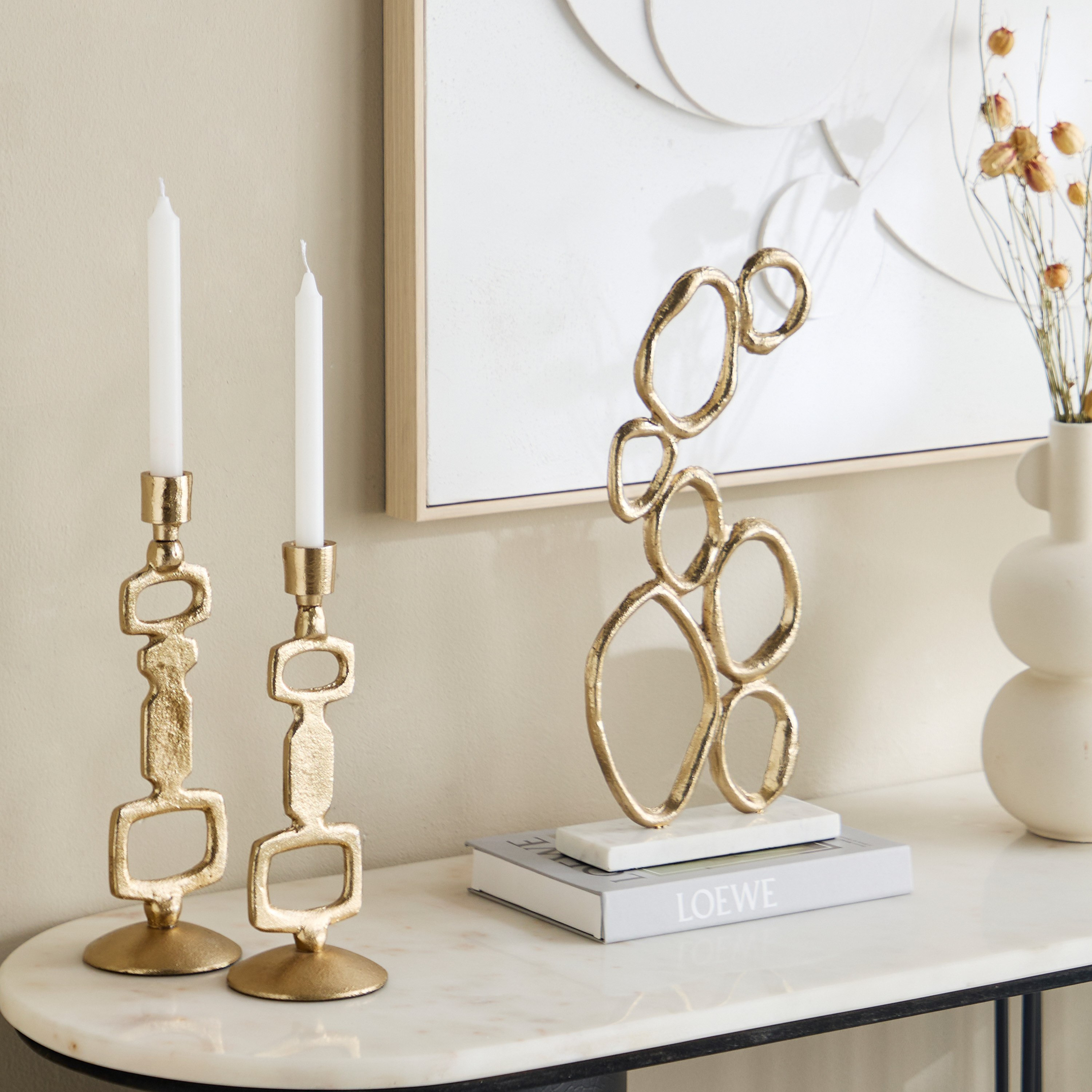 Viola Aluminium Modern Taper Candleholder - 10x10x25 cm-hbxbedroom-homefragrance-candleholders-image-4