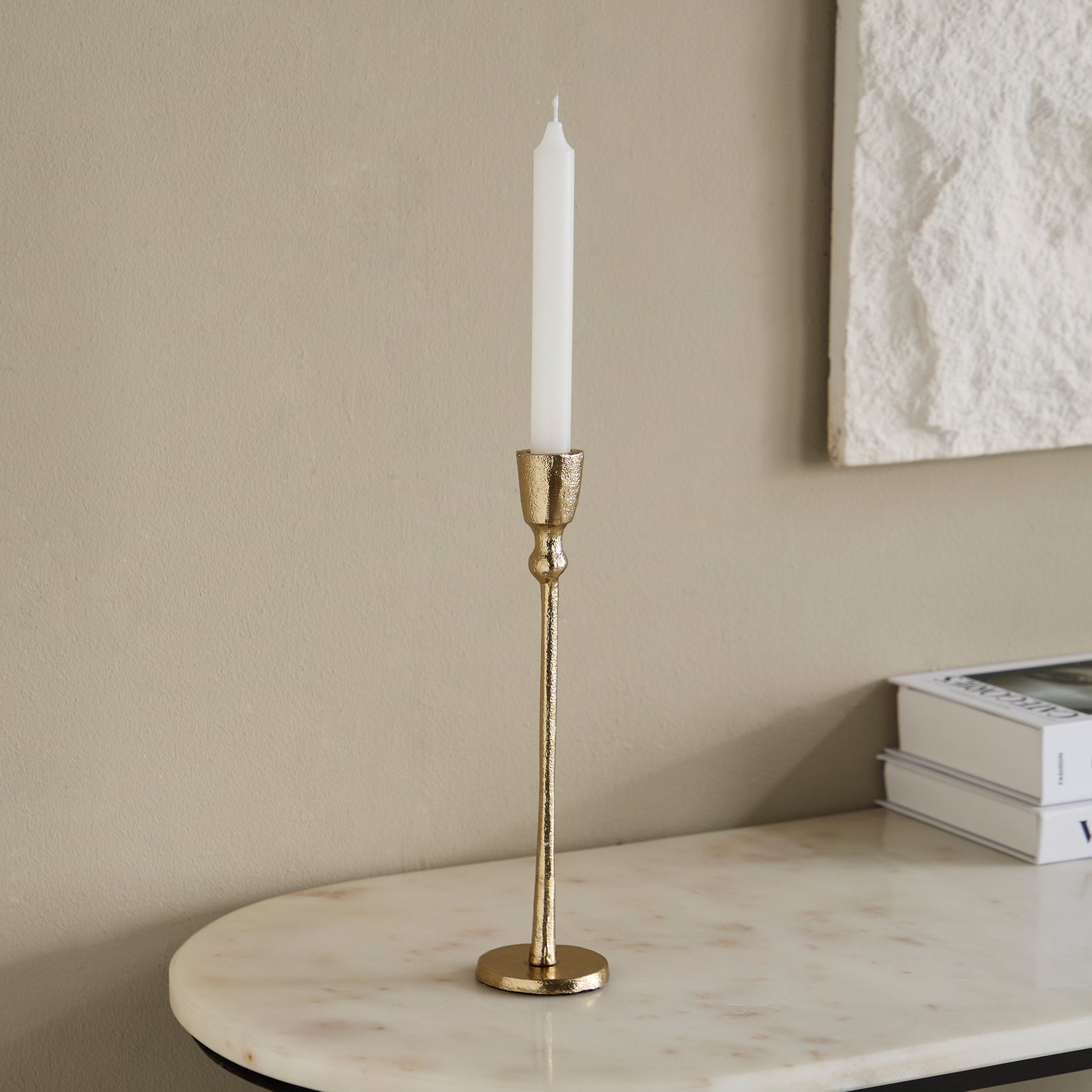 Viola Aluminium Taper Candleholder - 7x7x26 cm-hbxlivingroom-decorandaccessories-candleholders-image-1