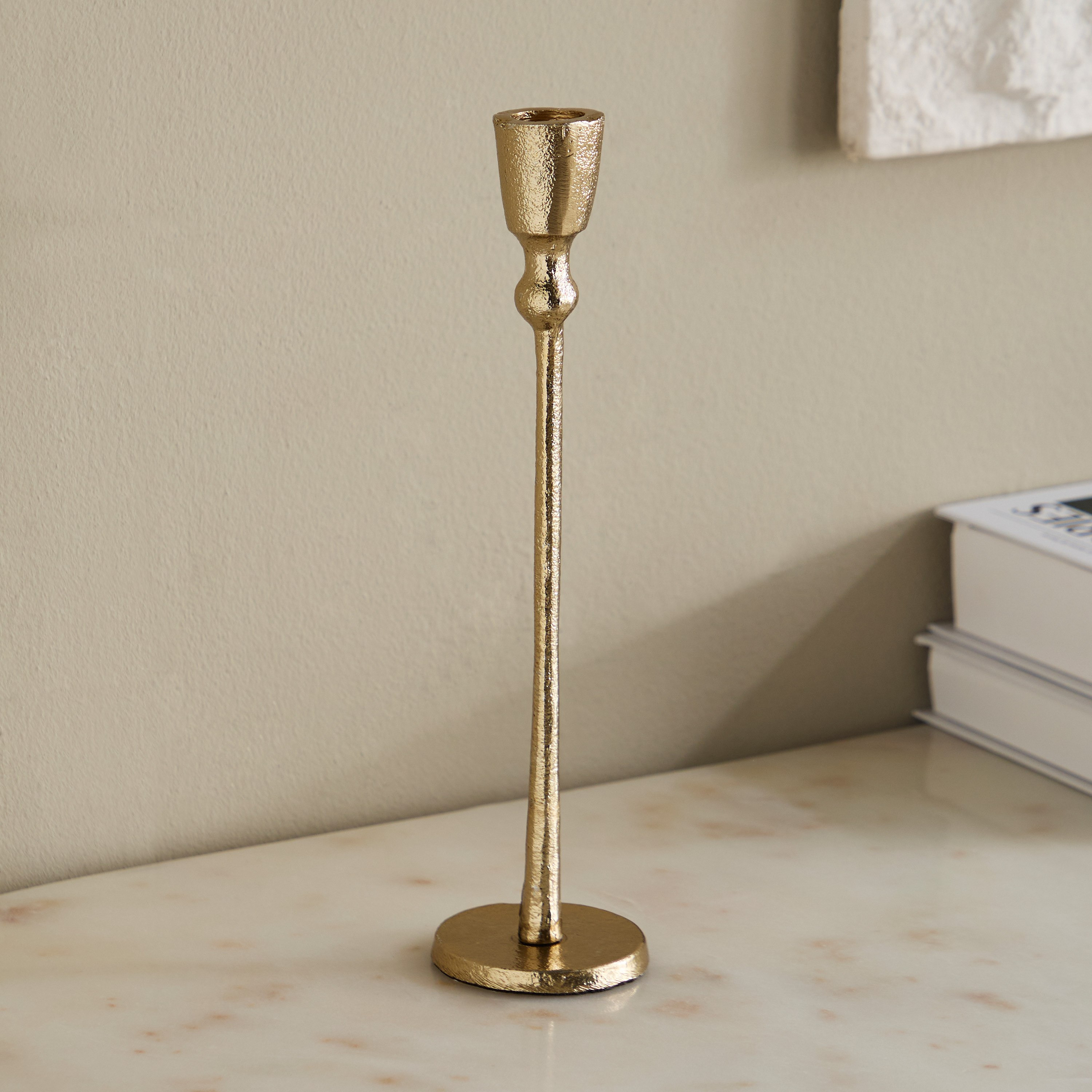 Viola Aluminium Taper Candleholder - 7x7x26 cm-hbxlivingroom-decorandaccessories-candleholders-image-2