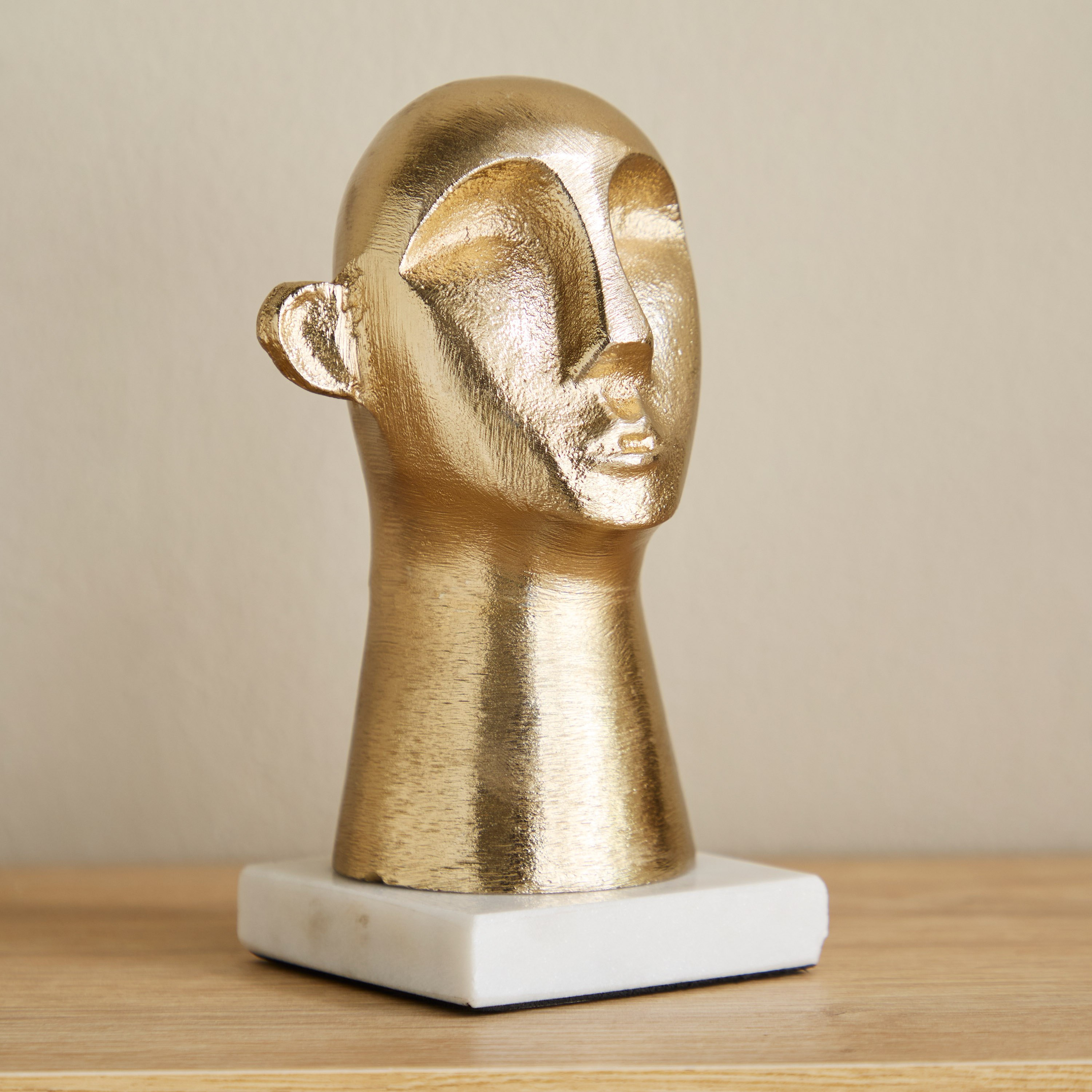 Viola Aluminium Human Face Table Accent with Natural Marble - 10x8x17 cm-hbxhomeware-homedecor-figurinesandornaments-image-5