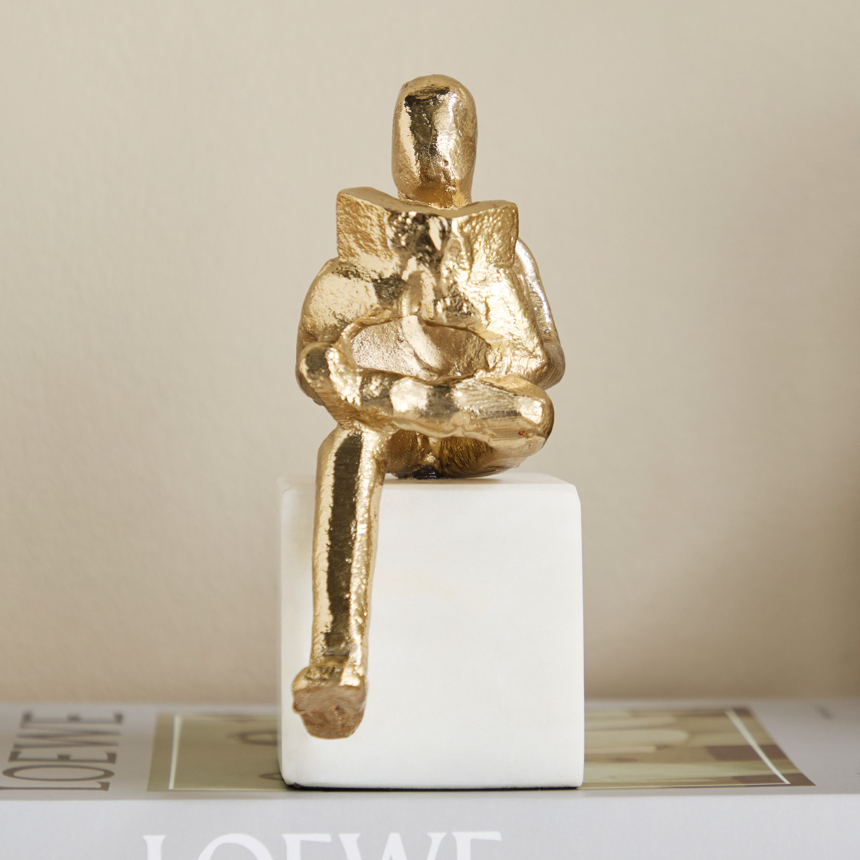 Viola Aluminium Reading Man Table Accent with Natural Marble - 11x6x16 cm-hbxhomeware-homedecor-figurinesandornaments-image-2