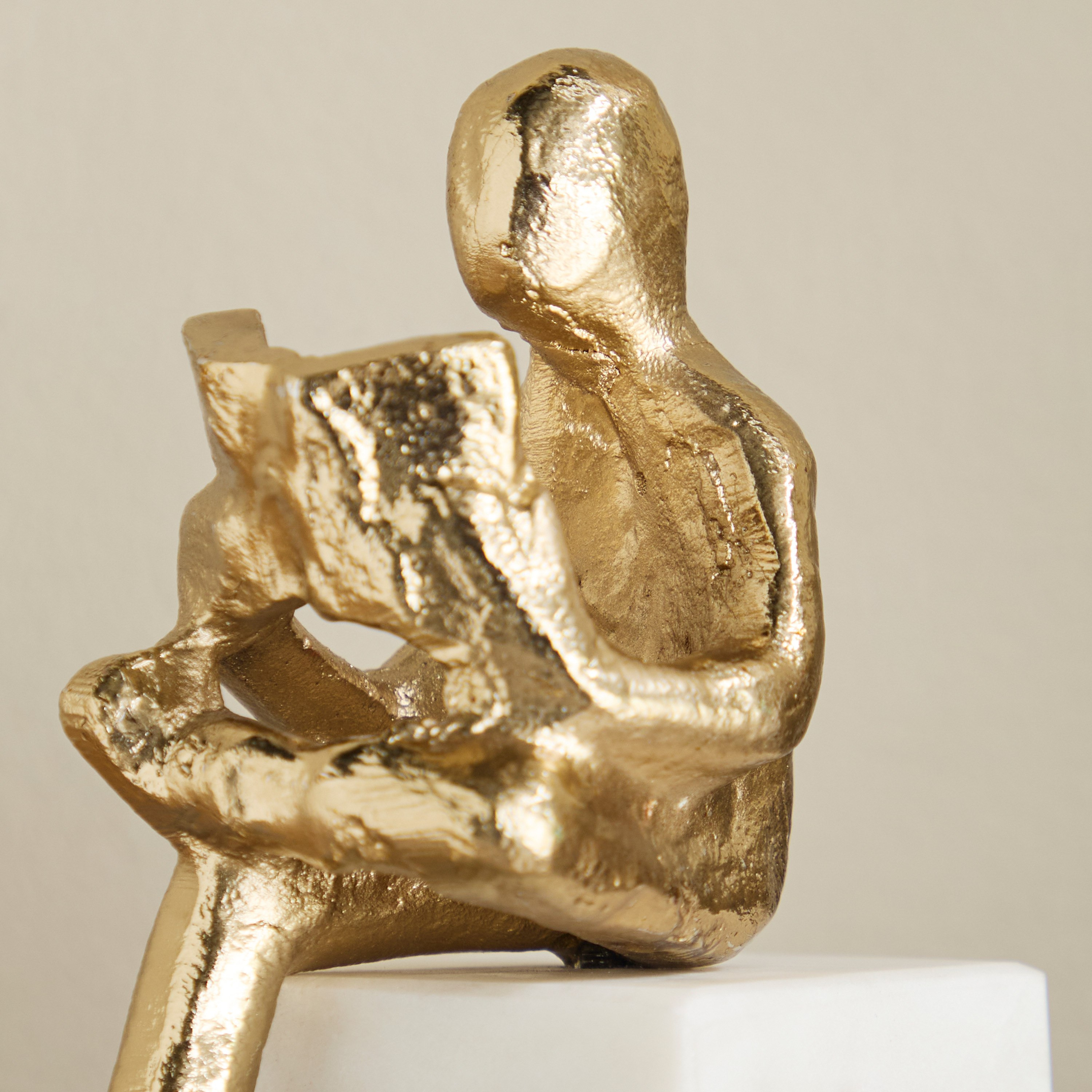 Viola Aluminium Reading Man Table Accent with Natural Marble - 11x6x16 cm-hbxhomeware-homedecor-figurinesandornaments-image-3