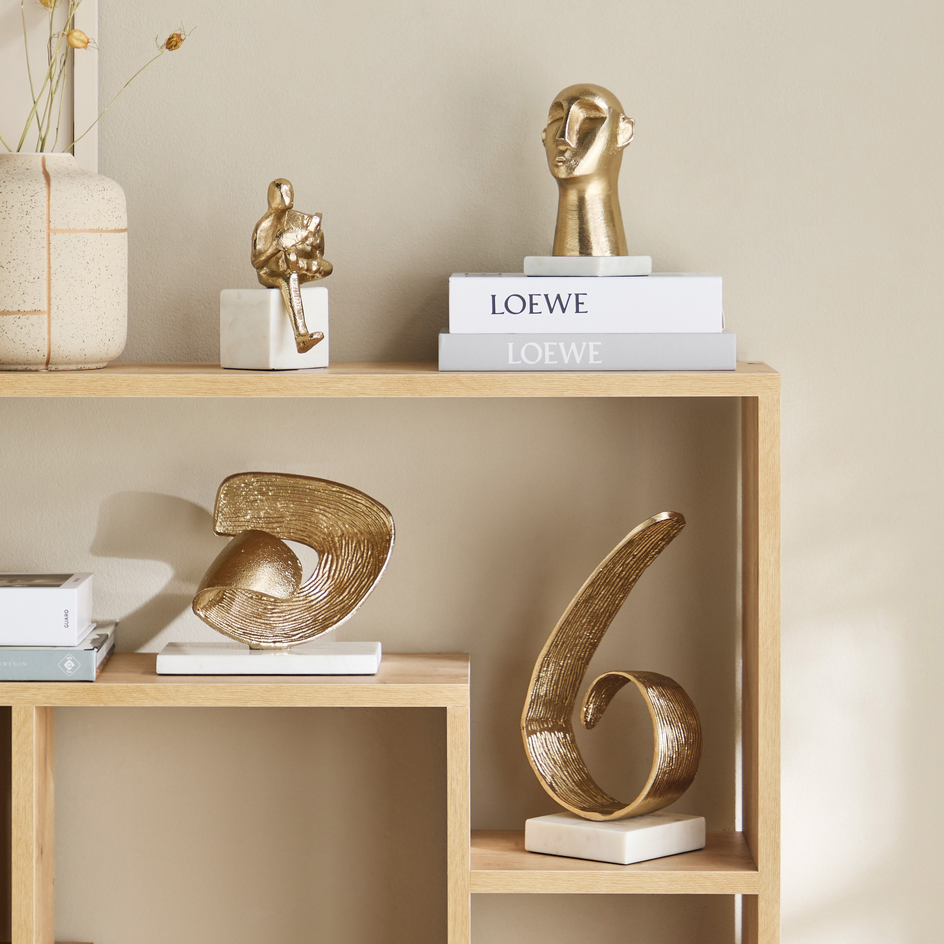 Viola Aluminium Reading Man Table Accent with Natural Marble - 11x6x16 cm-hbxhomeware-homedecor-figurinesandornaments-image-4