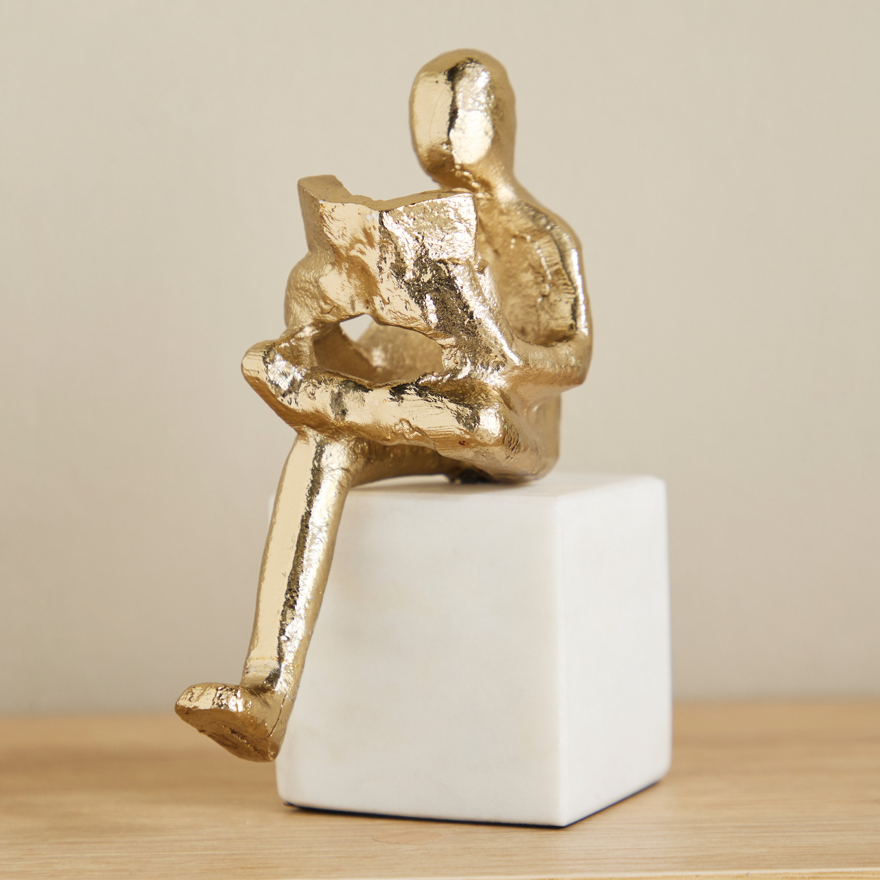 Viola Aluminium Reading Man Table Accent with Natural Marble - 11x6x16 cm-hbxhomeware-homedecor-figurinesandornaments-image-5