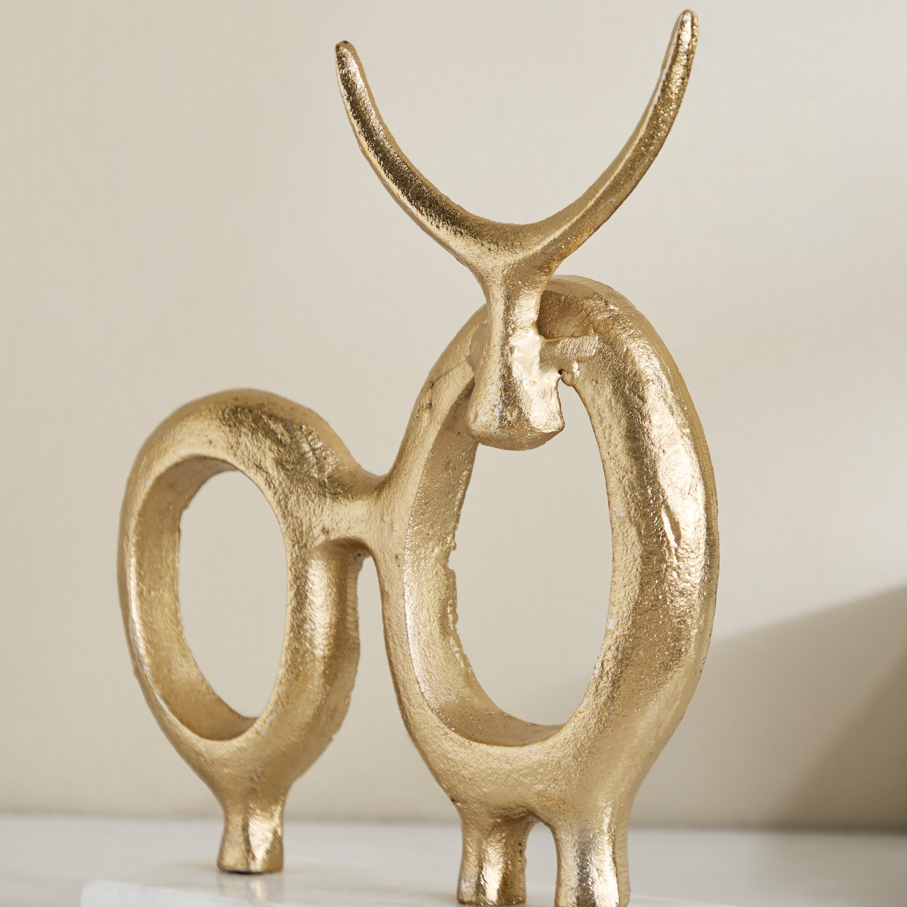 Viola Aluminium Bull Table Accent with Natural Marble - 19x6x23 cm-hbxhomeware-homedecor-figurinesandornaments-image-3