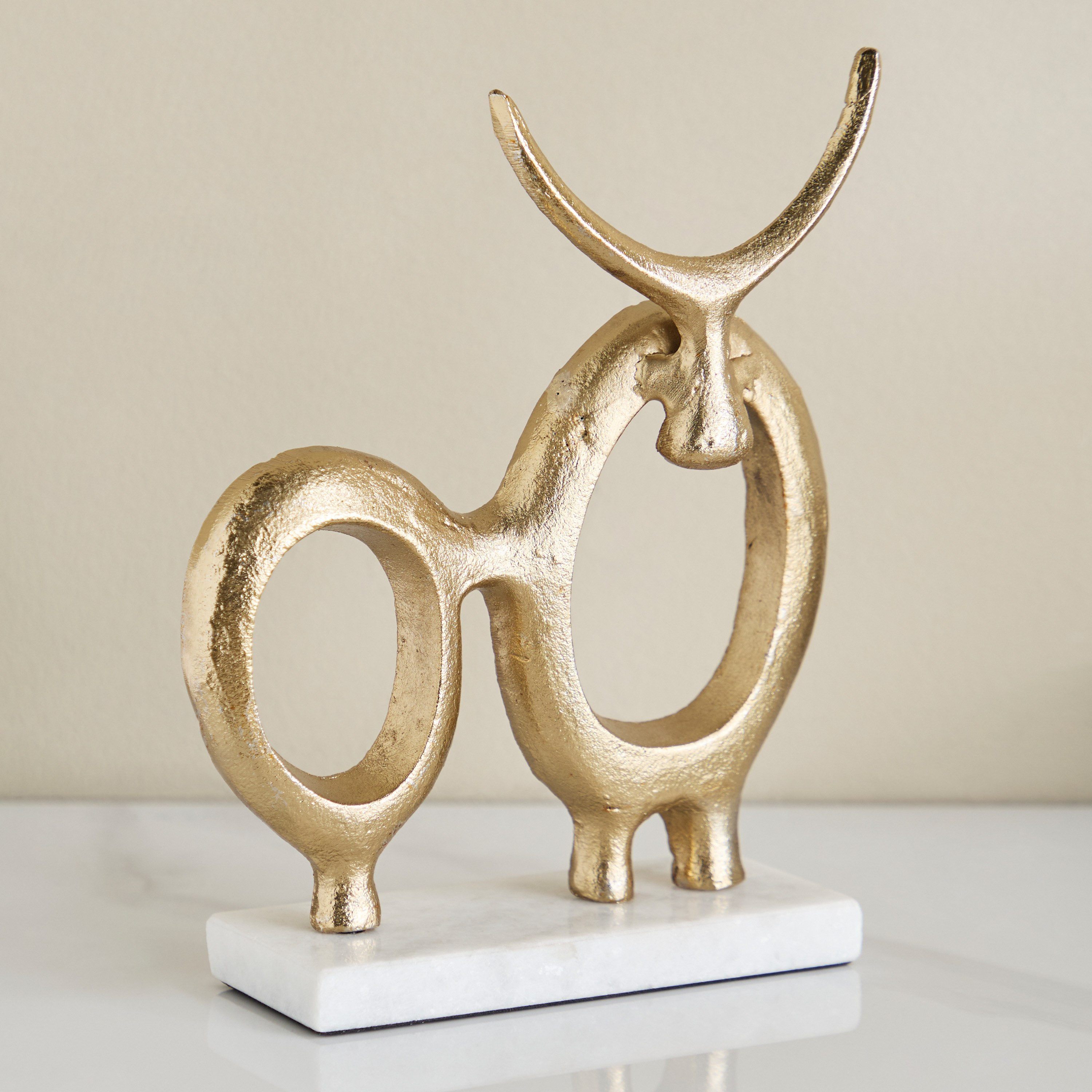 Viola Aluminium Bull Table Accent with Natural Marble - 19x6x23 cm-hbxhomeware-homedecor-figurinesandornaments-image-5