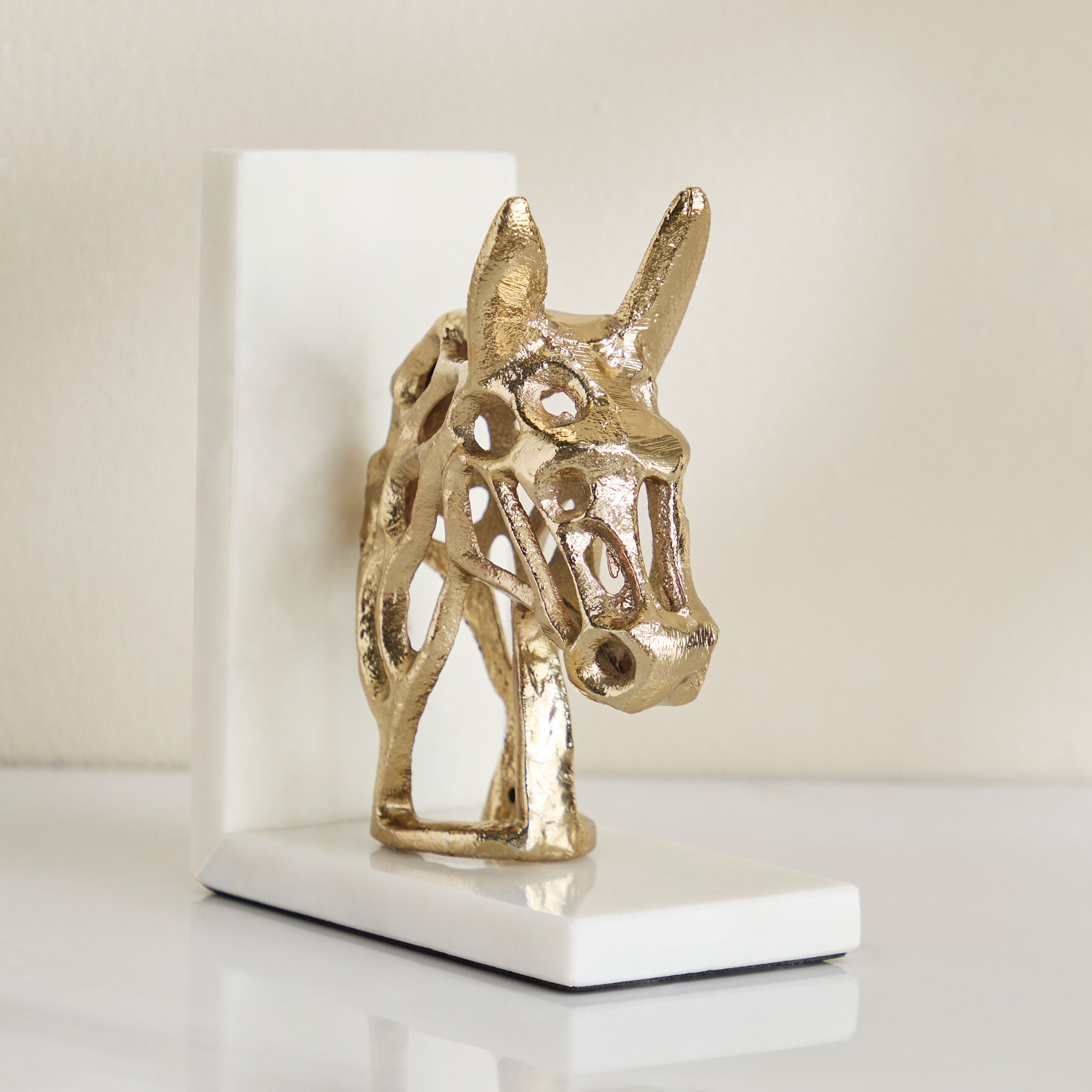 قطعة ديكور ألومنيوم بتصميم وجه حصان مع قاعدة رخام طبيعي من فيولا - 14x8x16سم-hbxhomeware-homedecor-figurinesandornaments-image-5