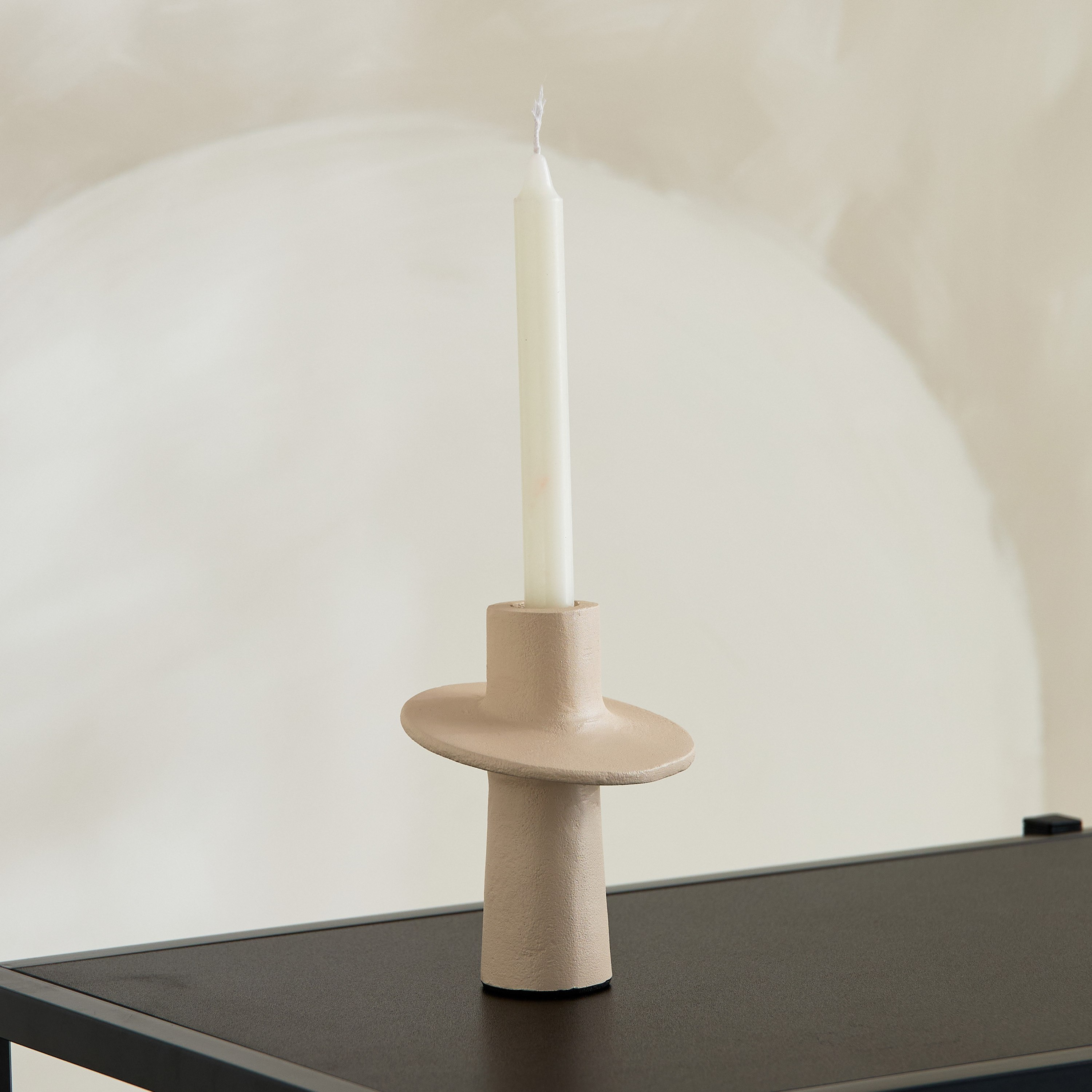 Lysi Aluminium Stuco Finish Candleholder - 10x10x12.5 cm-hbxlivingroom-decorandaccessories-candleholders-image-1