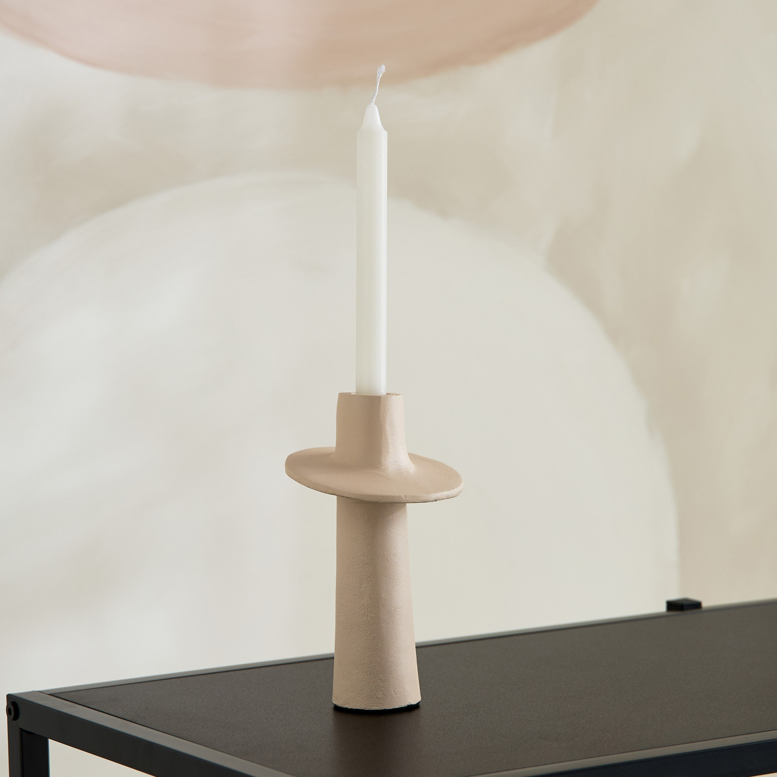 Lysi Aluminium Stuco Finish Candleholder - 10x10x16.5 cm-hbxlivingroom-decorandaccessories-candleholders-image-1