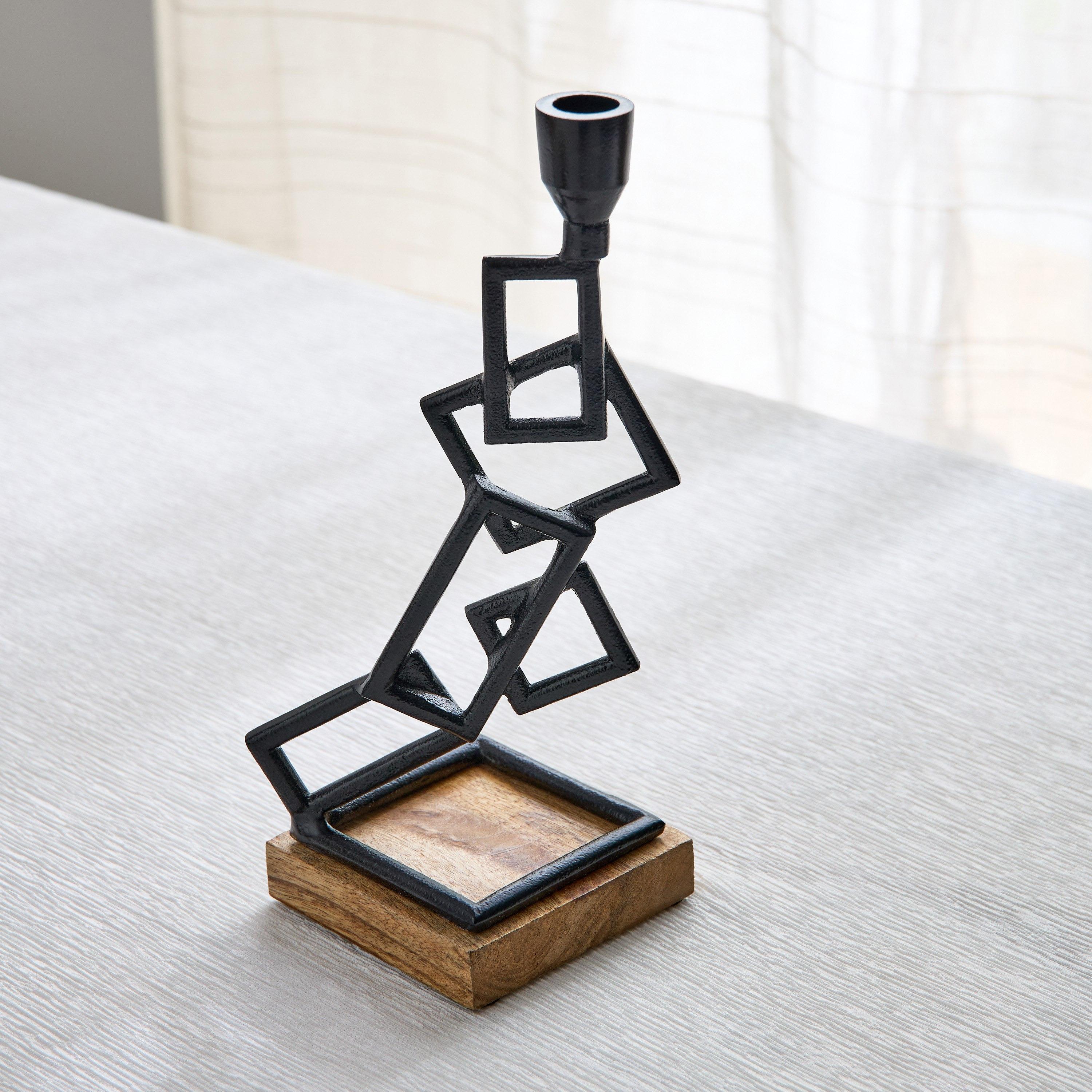 Certosa Metal Table Decor Accent with Wooden Base - 12x11x34 cm-hbxhomeware-homedecor-figurinesandornaments-image-1