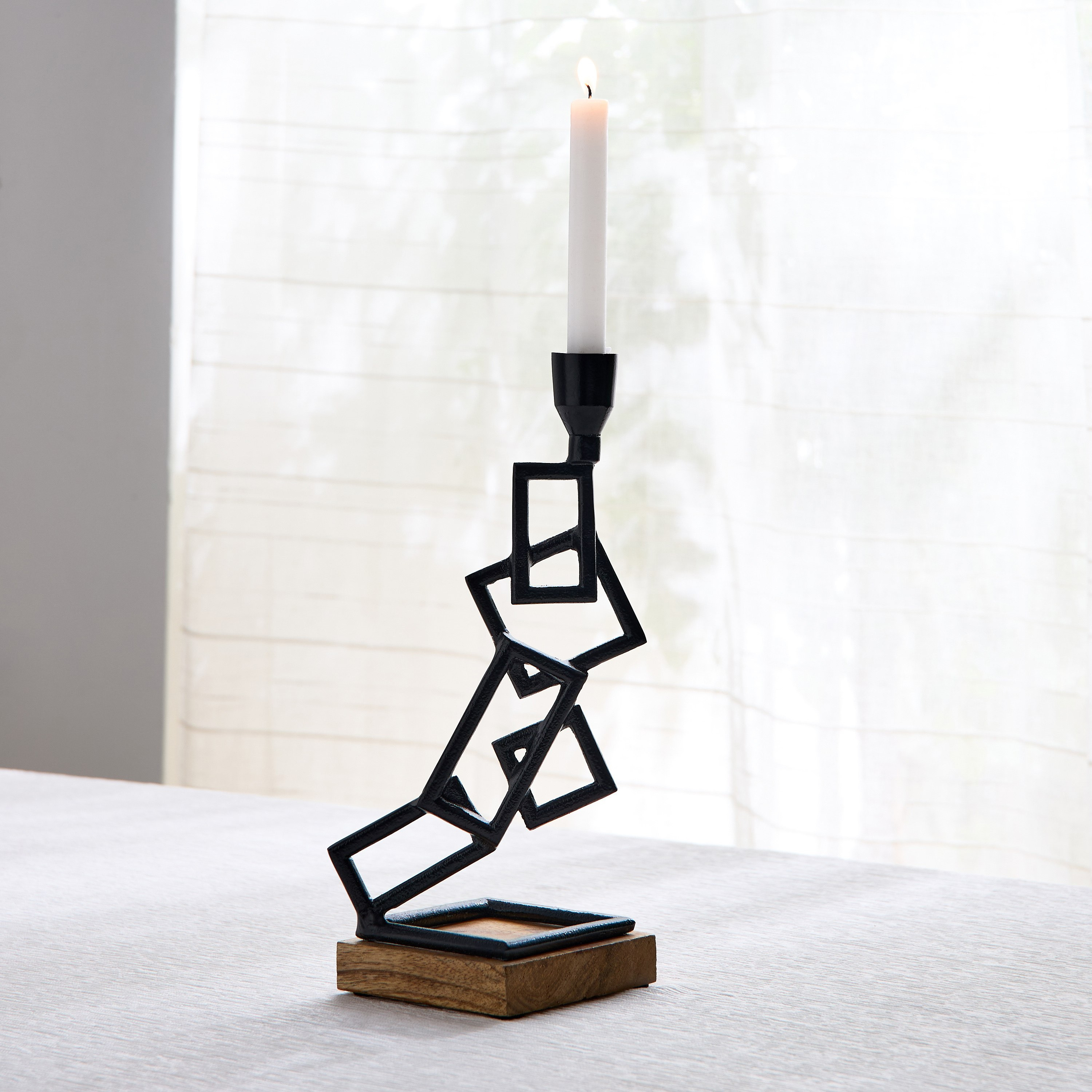 Certosa Metal Table Decor Accent with Wooden Base - 12x11x34 cm-hbxhomeware-homedecor-figurinesandornaments-image-2
