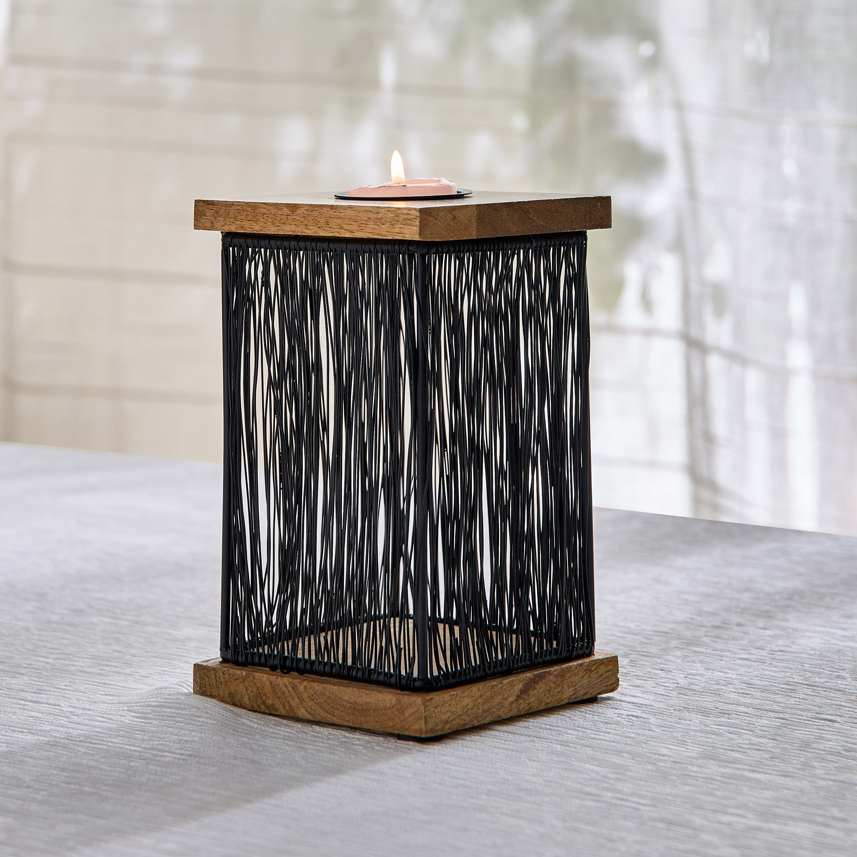 حامل شموع خشب من سيرتوزا - 10x10x3 سم-hbxlivingroom-decorandaccessories-candleholders-image-2