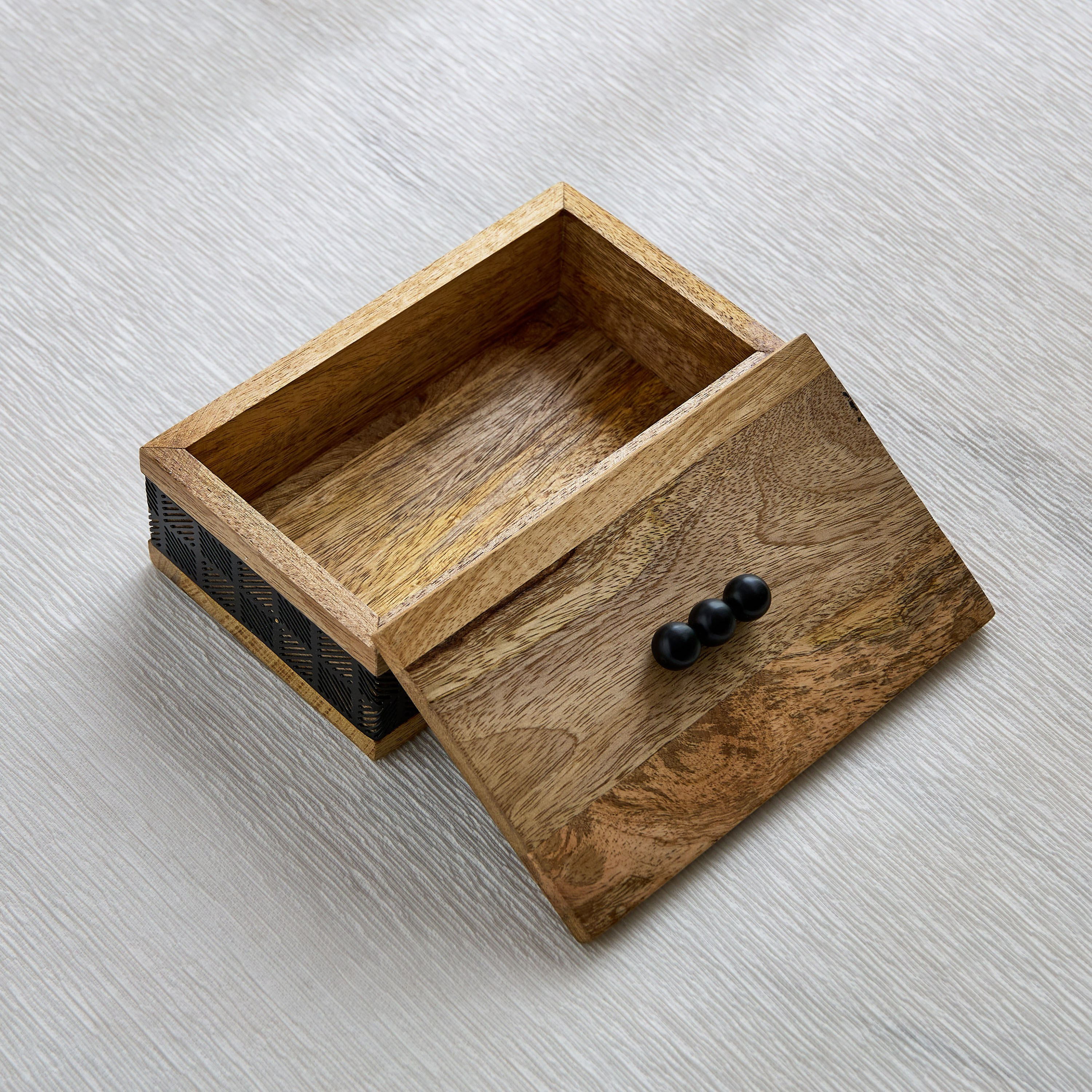 Certosa Wooden Decorative Box with Metal Beads - 20x12x7 cm-hbxhomeware-homedecor-figurinesandornaments-image-2