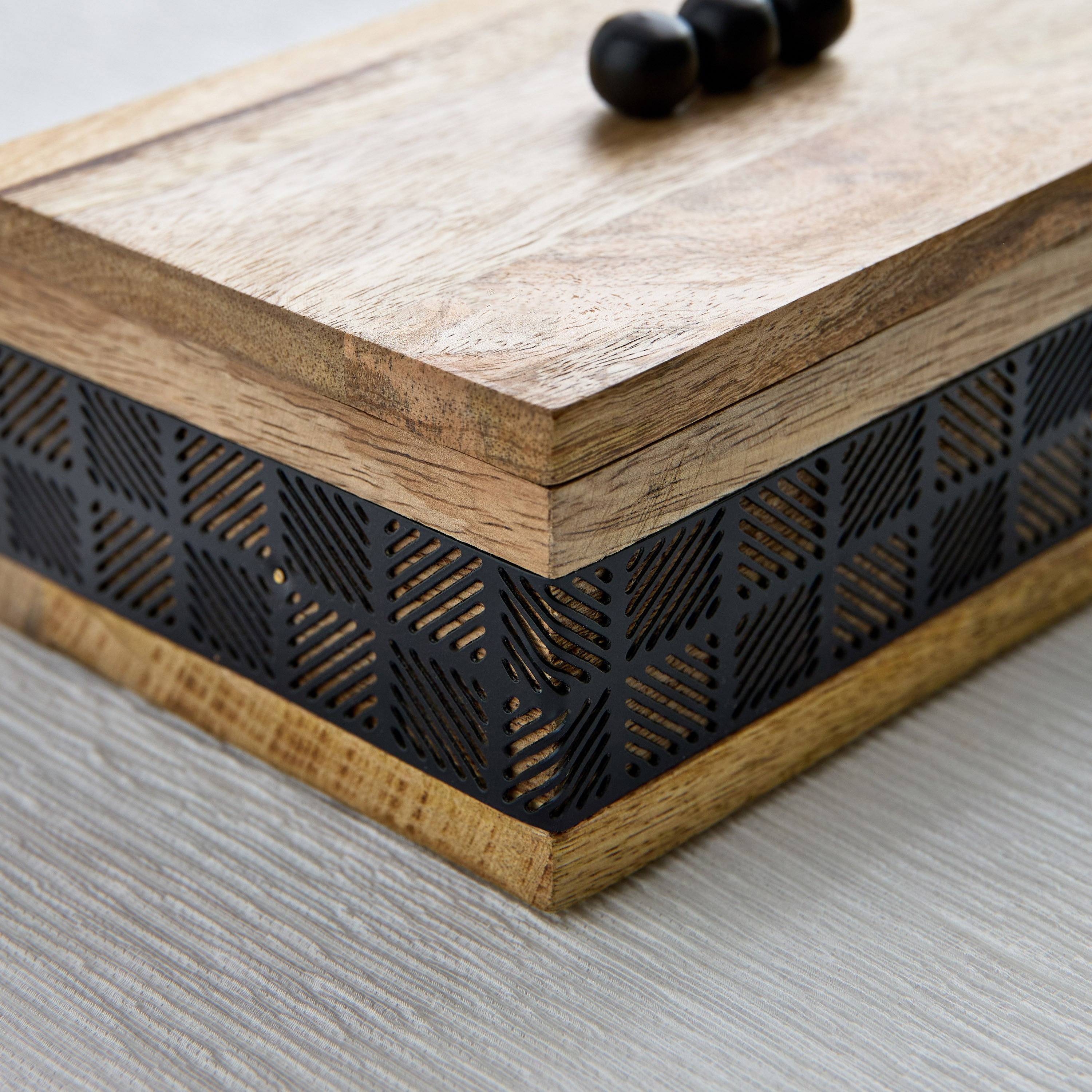Certosa Wooden Decorative Box with Metal Beads - 20x12x7 cm-hbxhomeware-homedecor-figurinesandornaments-image-3