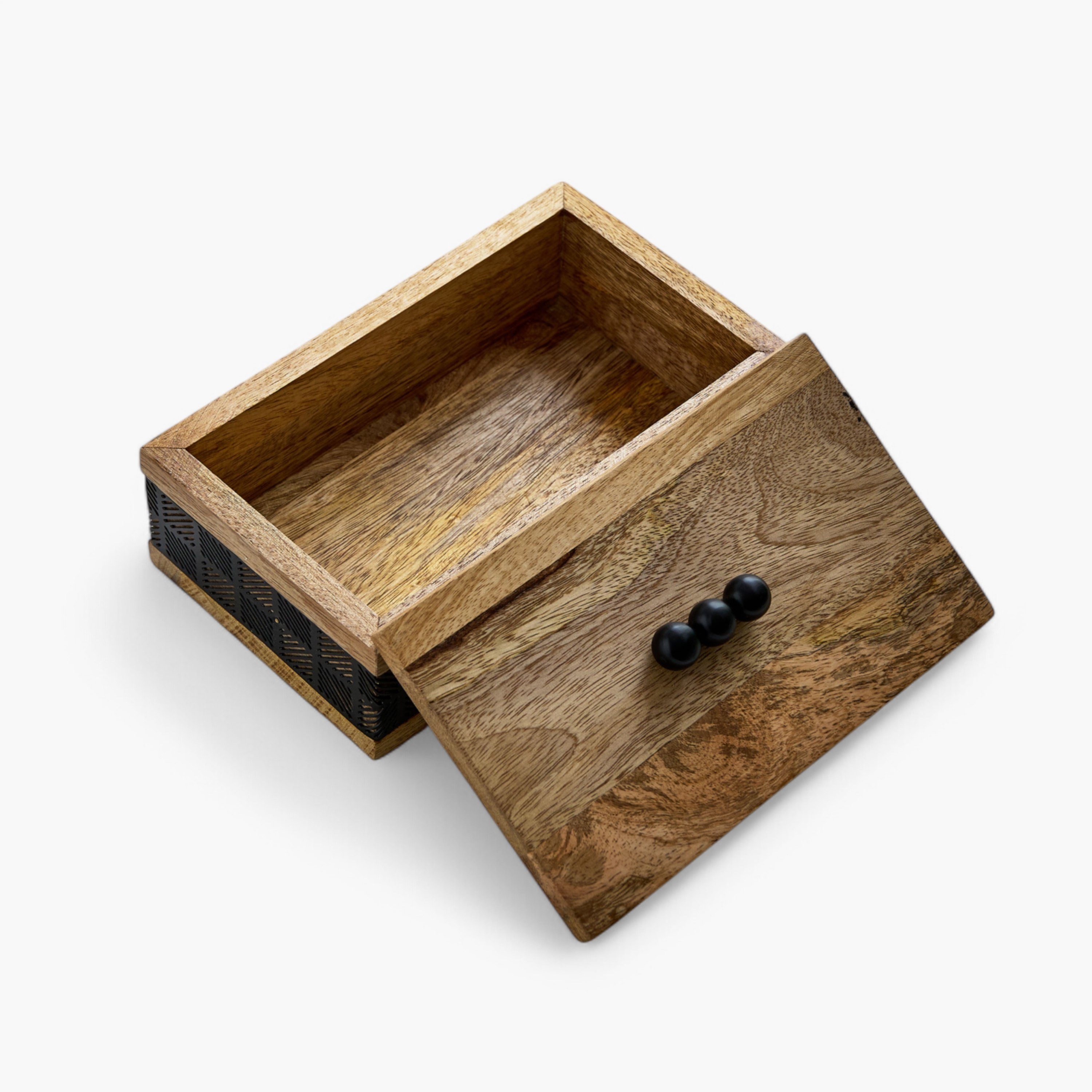 Certosa Wooden Decorative Box with Metal Beads - 20x12x7 cm-hbxhomeware-homedecor-figurinesandornaments-image-5