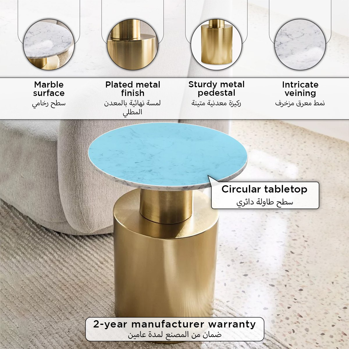 Cavon Carafe Genuine Marble Top End Table-hbxfurniture-livingroom-endtables-image-8