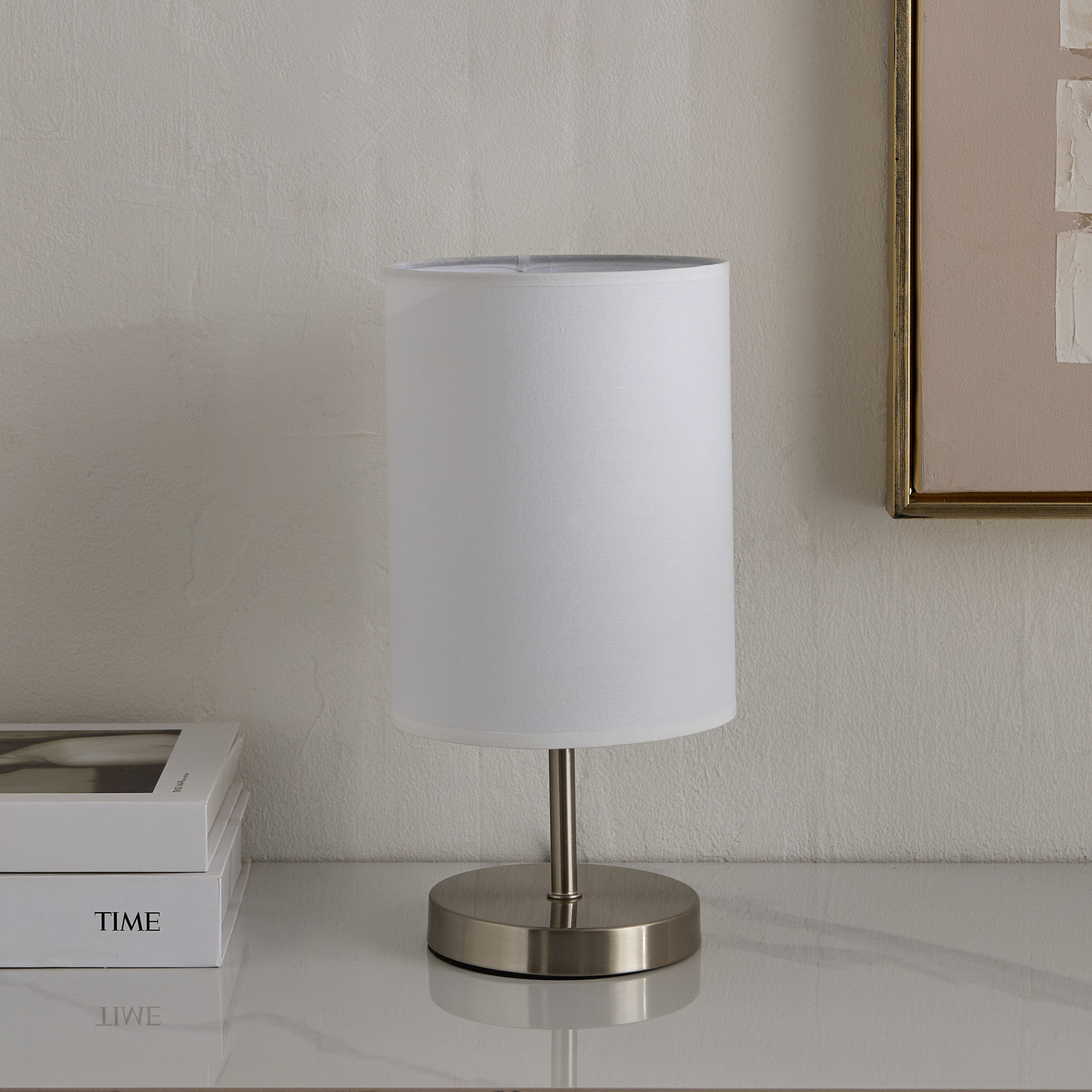 Glen Metal Table Lamp with Linen Shade - 15x15x30 cm-hbxlivingroom-lighting-tablelamps-image-1