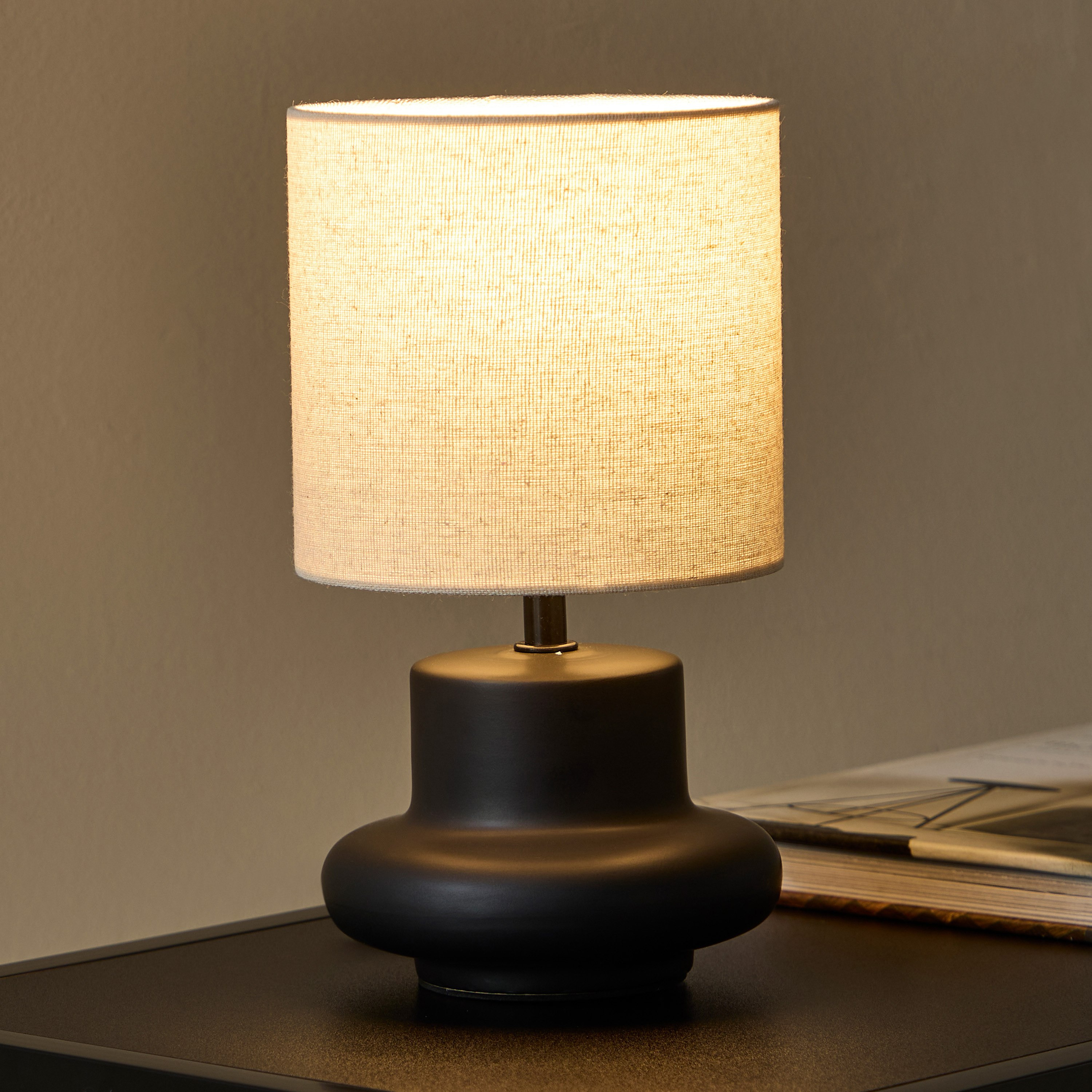 Emzie Ceramic Table Lamp with Linen Shade - 28 cm-hbxlivingroom-lighting-tablelamps-image-2