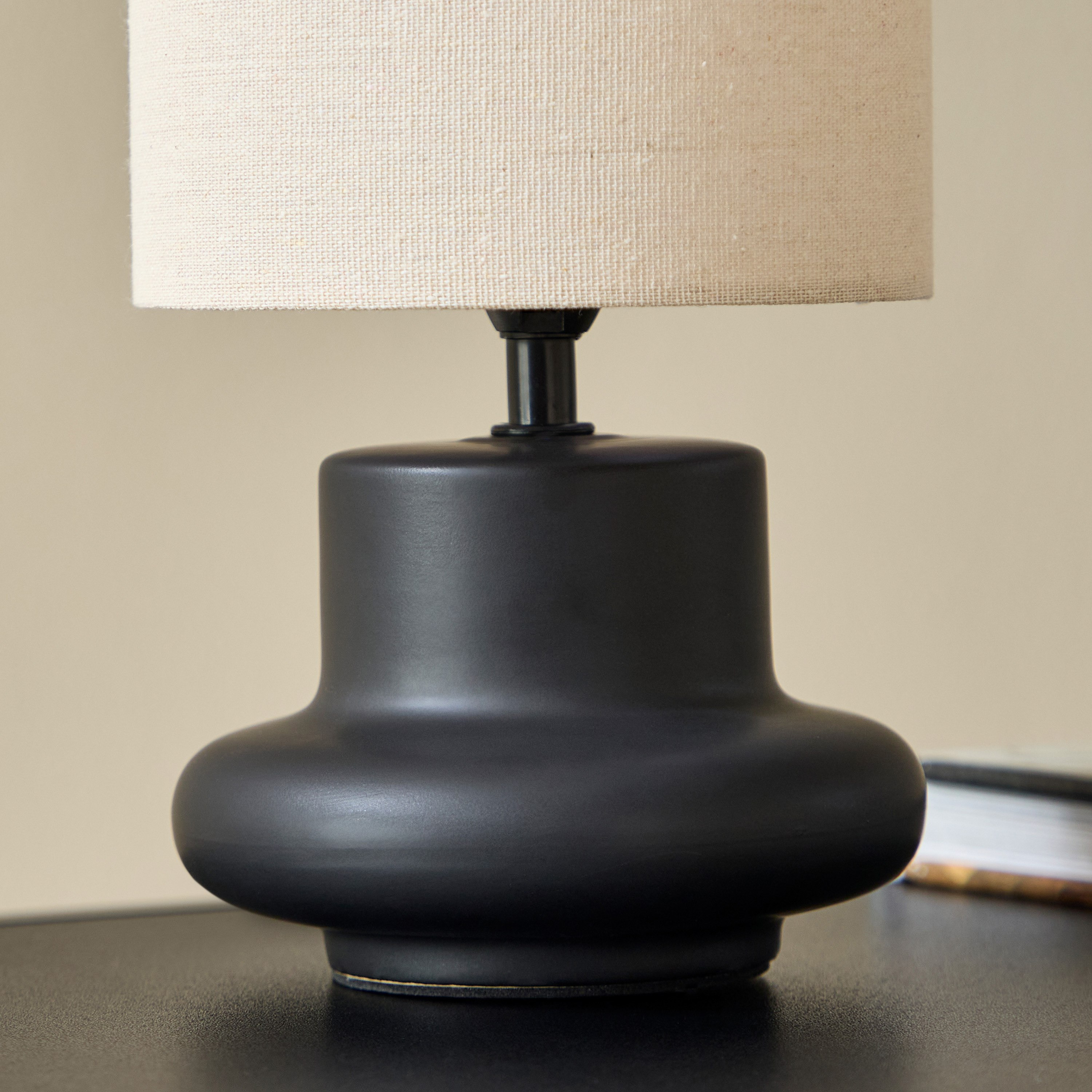 Emzie Ceramic Table Lamp with Linen Shade - 28 cm-hbxlivingroom-lighting-tablelamps-image-3