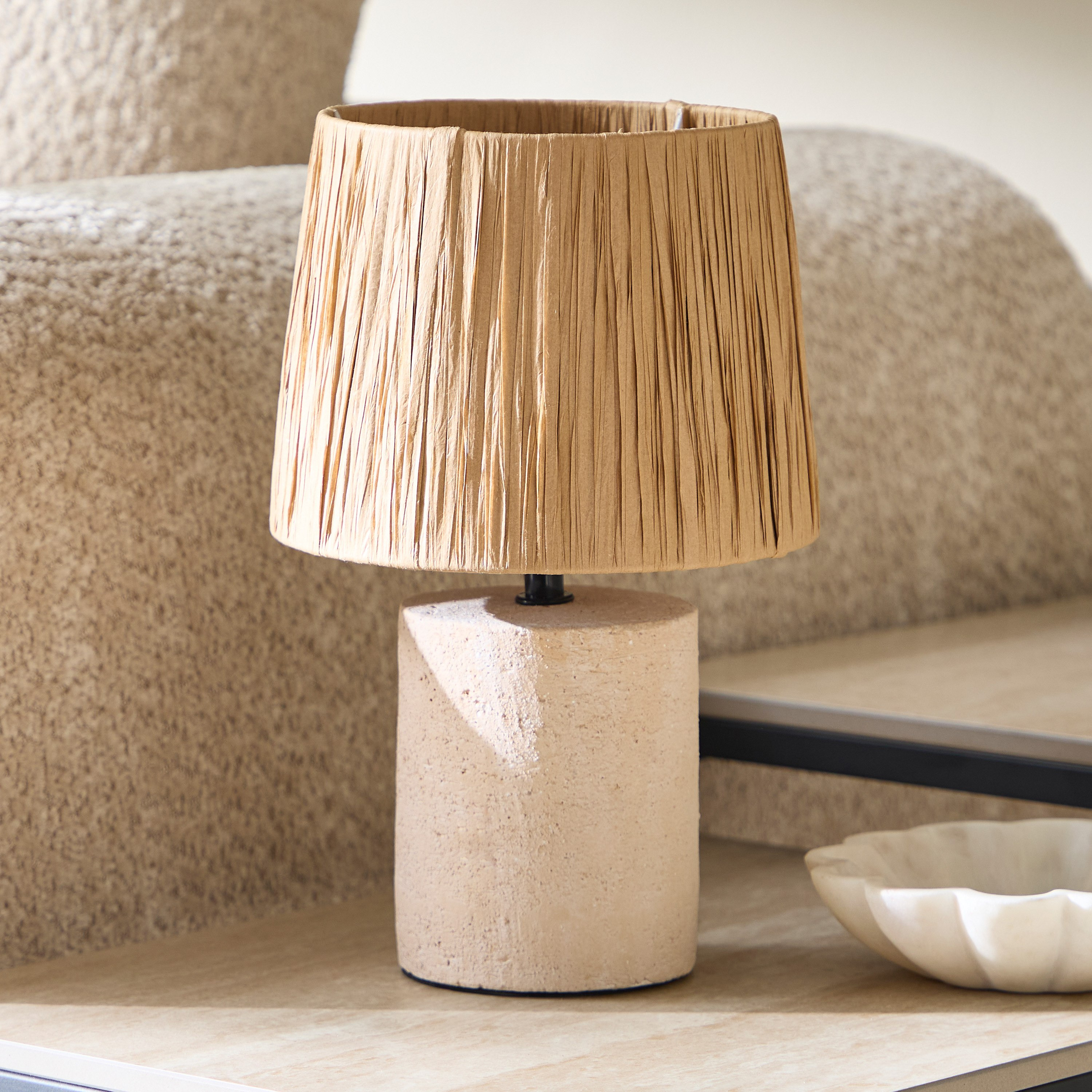 مصباح طاولة سيراميك مع غطاء ورقي من إمزي - 28.5 سم-hbxlivingroom-lighting-tablelamps-image-1