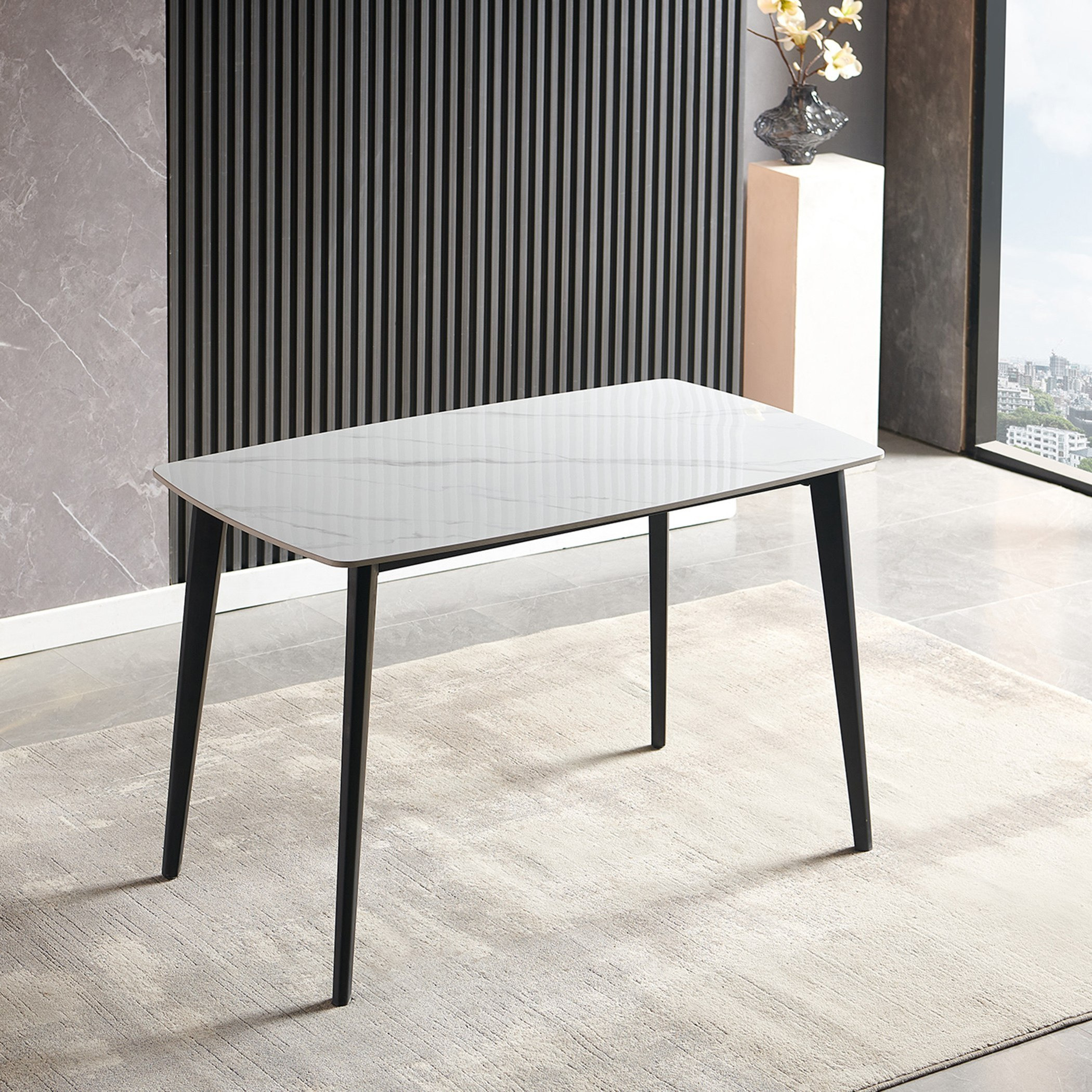 طقم سفرة 4 مقاعد بسطح من الحجر الملبد من أوسيس-hbxfurniture-diningtablesandsets-diningtables-fourseater-image-1