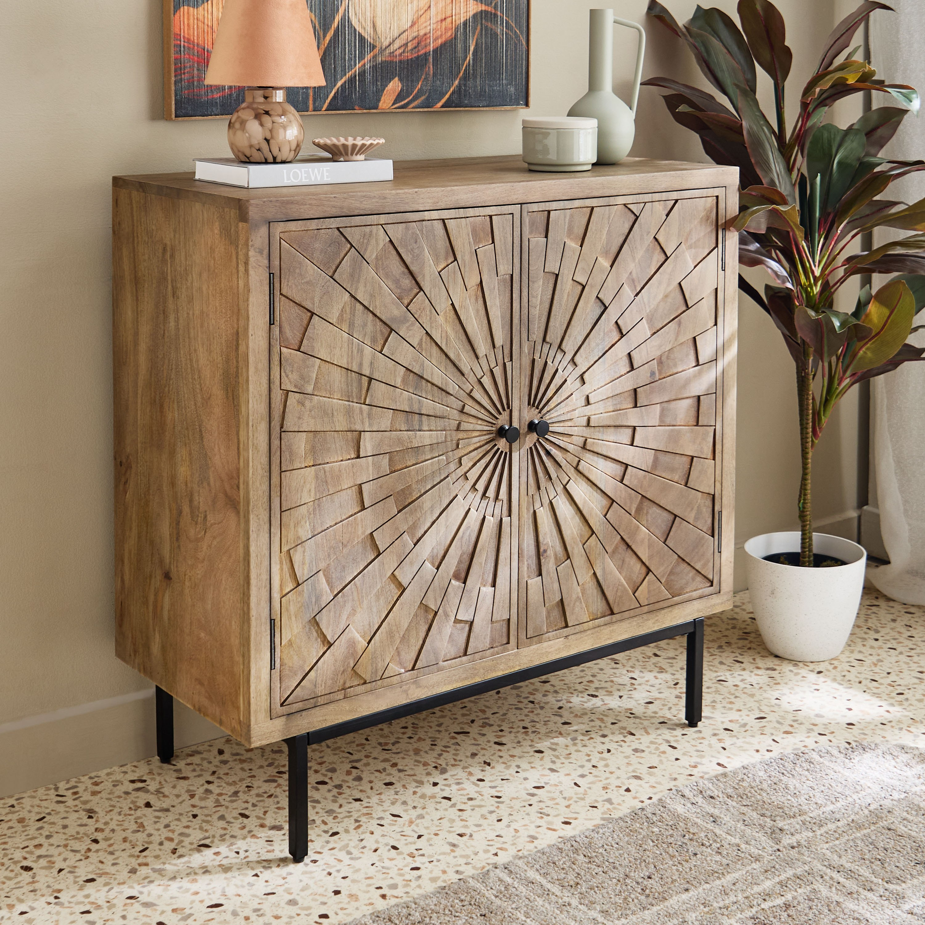 Cavon Starburst 2-Door Solid Wood Buffet-hbxfurniture-diningroom-buffetsandsideboards-image-1