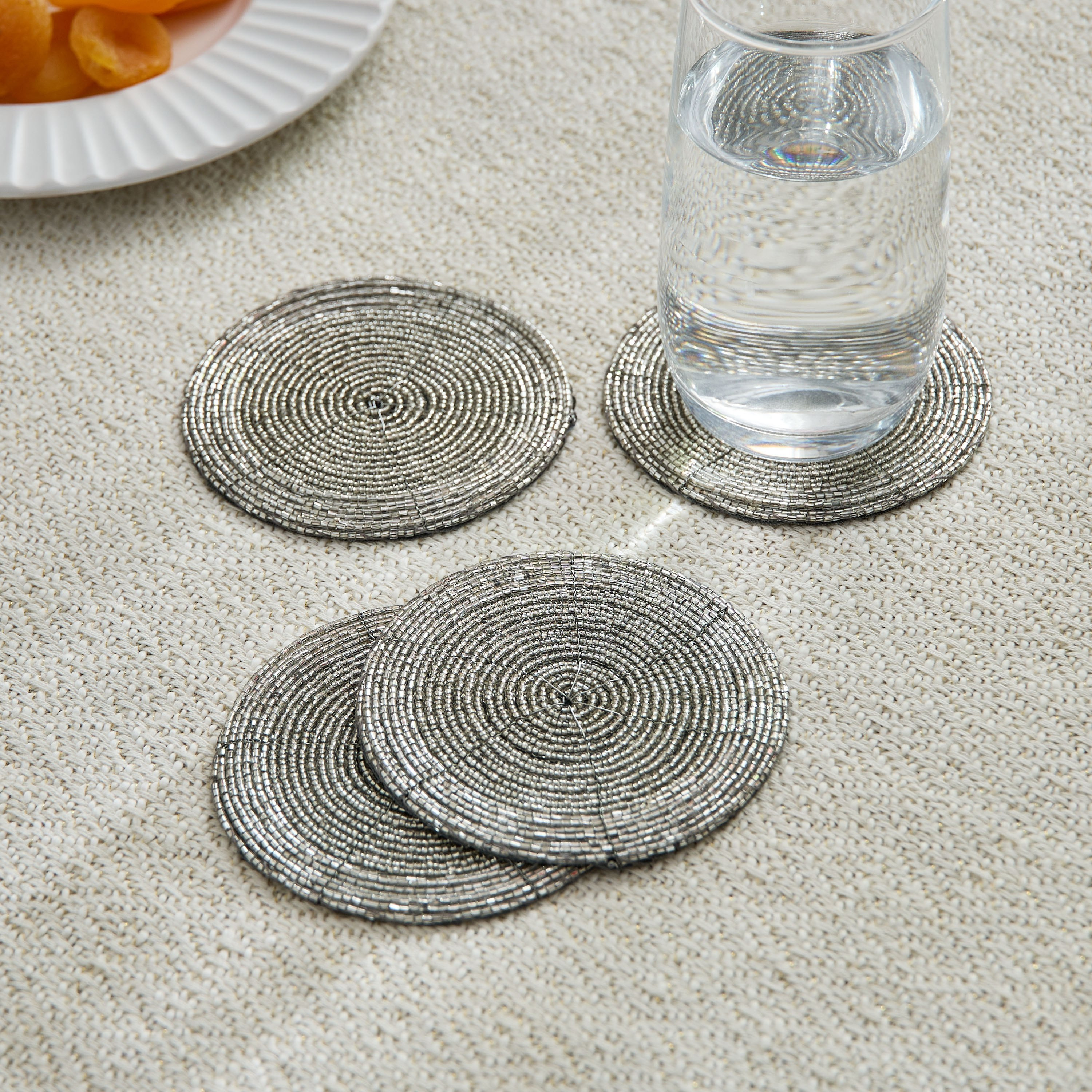 Blaze Beaded 4-Piece Coaster Set - 10 cm-hbxdecorandfurnishings-homefurnishings-tablelinens-image-1