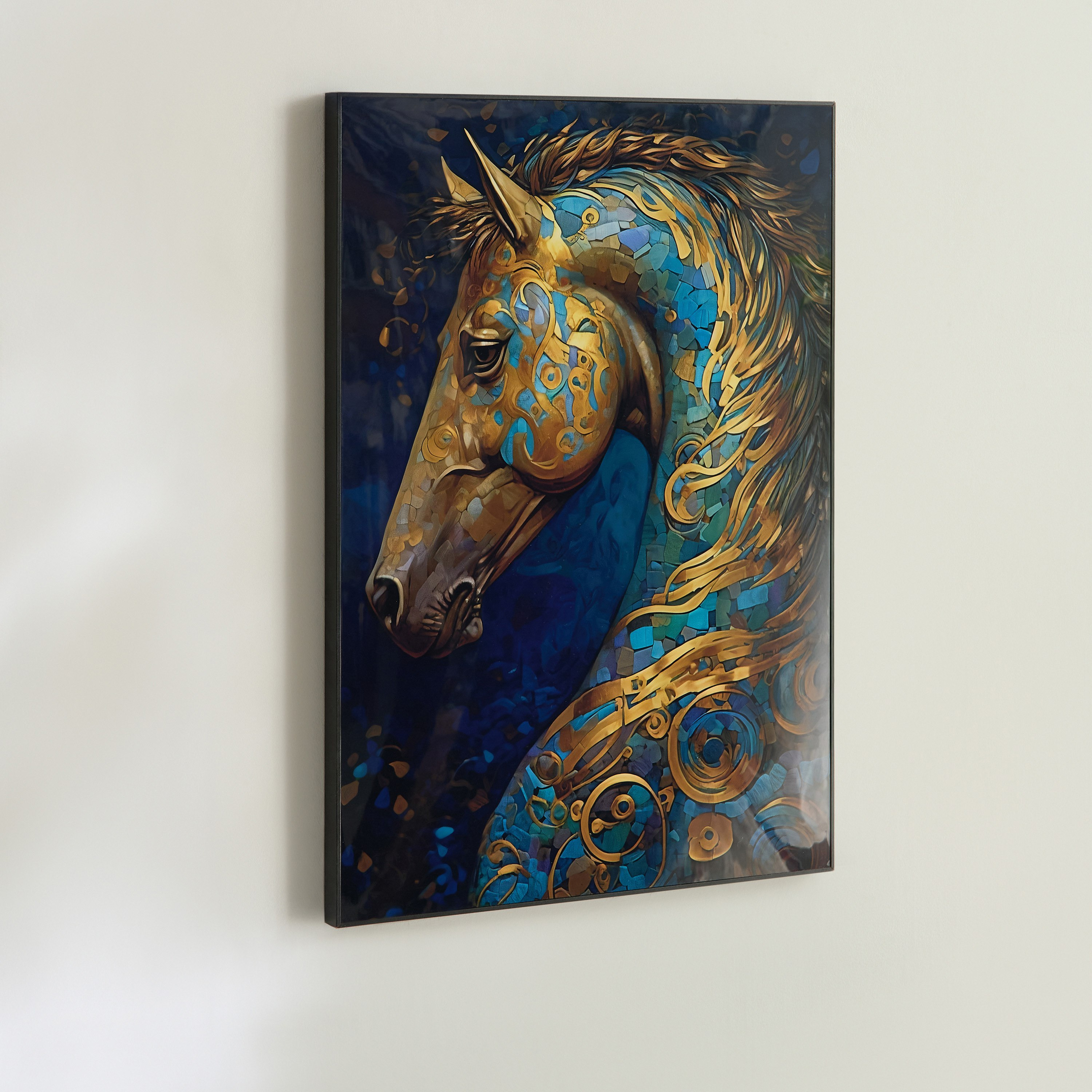 لوحة حصان مؤطرة عالية اللمعان من قبرص أوديان - 50x70x2.5 سم-hbxdiningroom-walldecor-wallart-image-2
