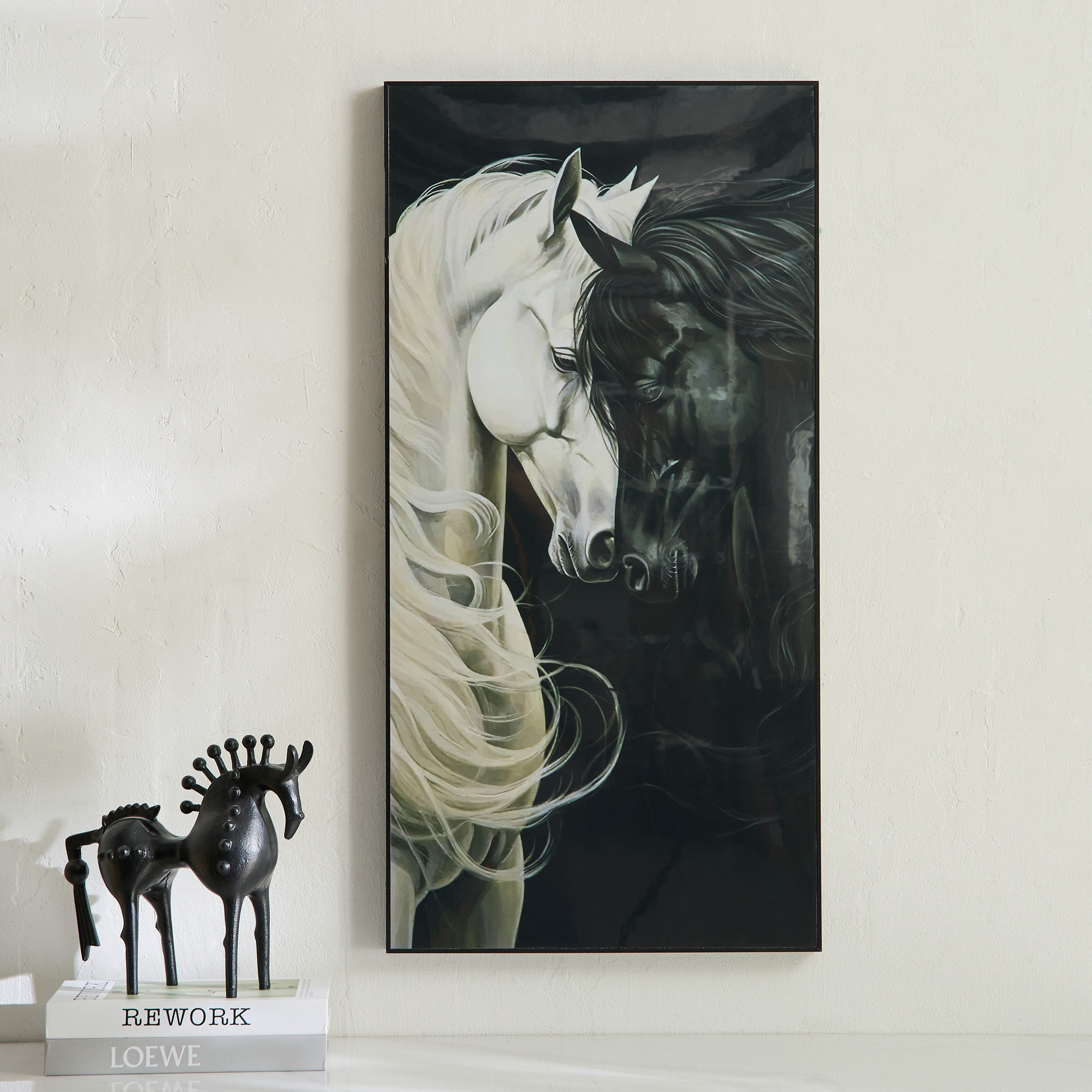 لوحة مؤطرة بتصميم أحصنة أودين من سايبرس - 40x80x2.5 سم-hbxdiningroom-walldecor-wallart-image-1