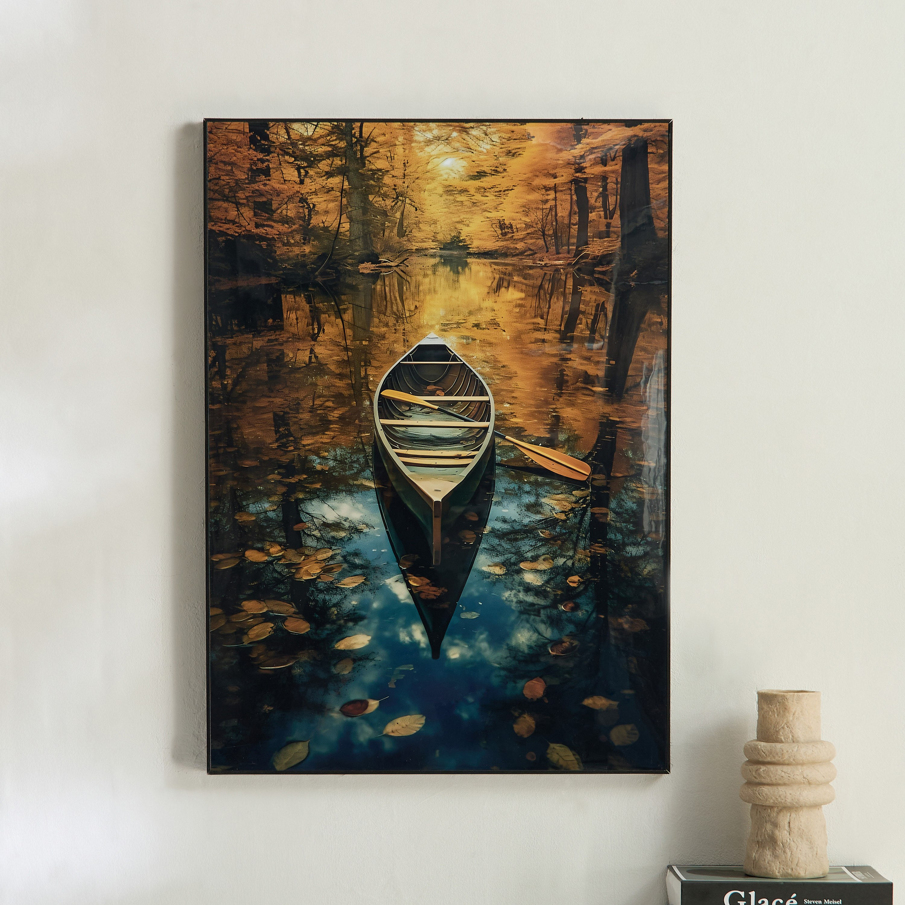 لوحة مؤطرة بتصميم قارب أوديان من سيبرس - 50x70x2.5 سم-hbxdiningroom-walldecor-wallart-image-1