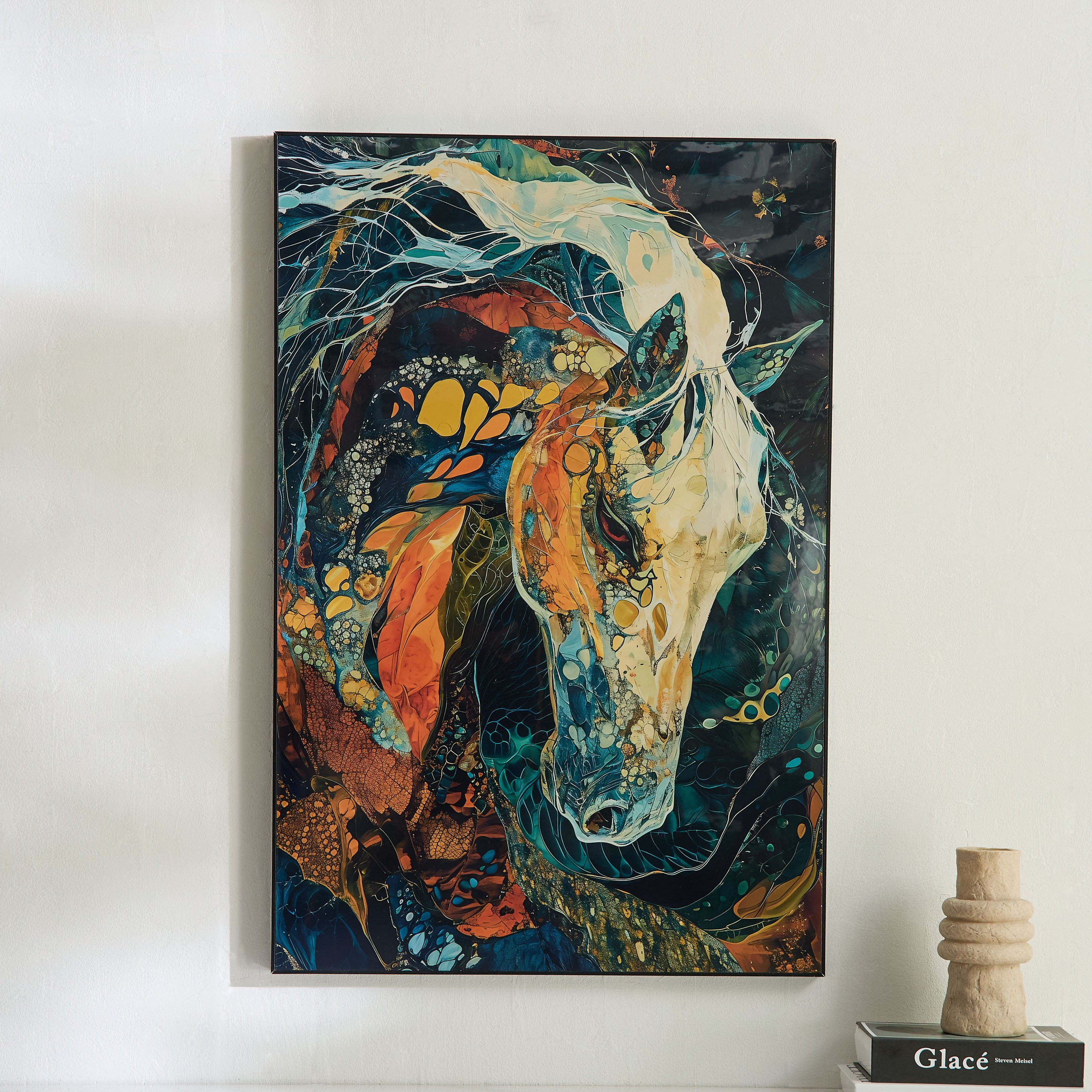 لوحة مؤطرة بتصميم حصان أوديان من سايبرس - 60x90x2.5 سم-hbxdiningroom-walldecor-wallart-image-1
