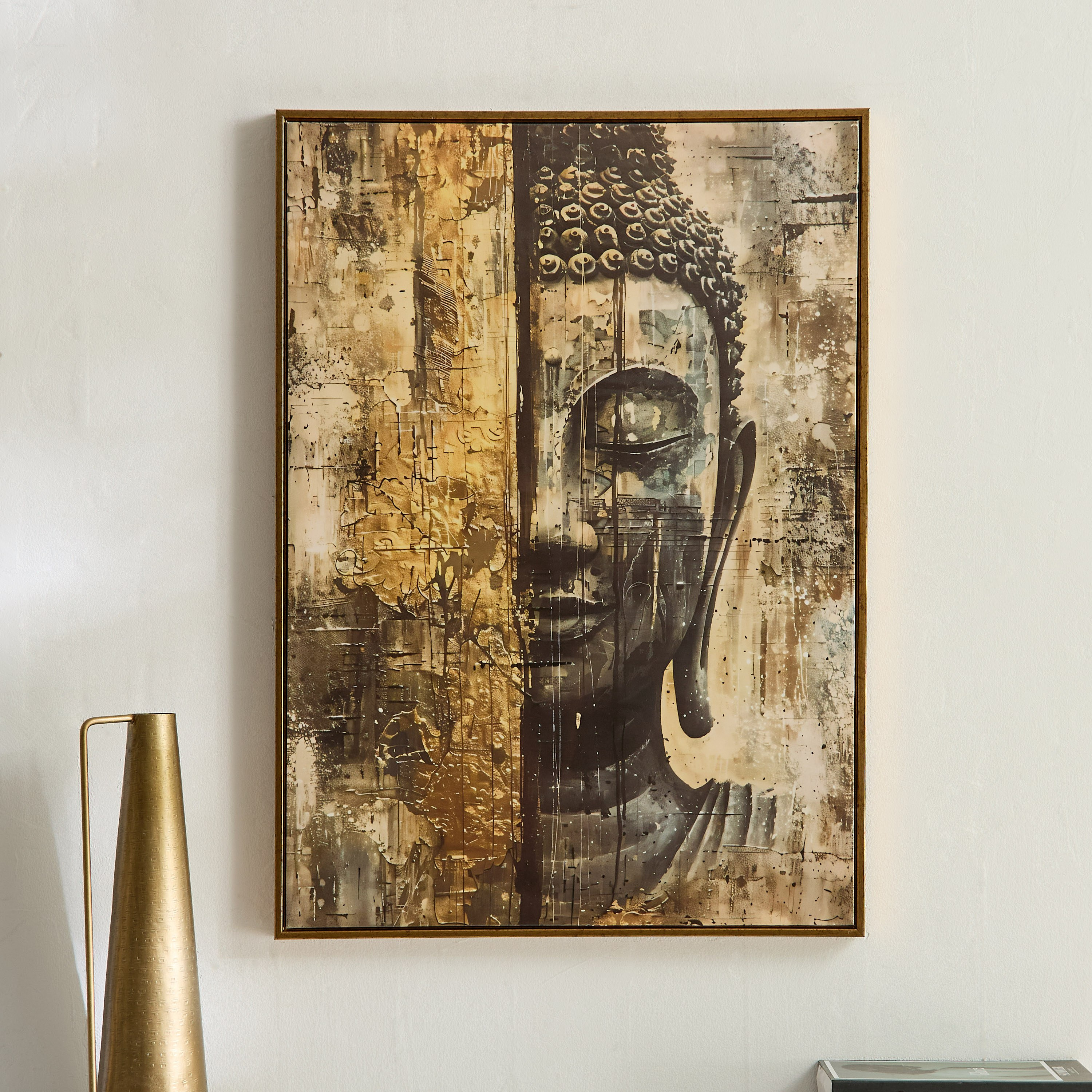 لوحة بوذا مؤطرة بسطح إي بي إس عالي اللمعان من سايبرس أوديان - 50x70x2.5 سم-hbxdiningroom-walldecor-wallart-image-1