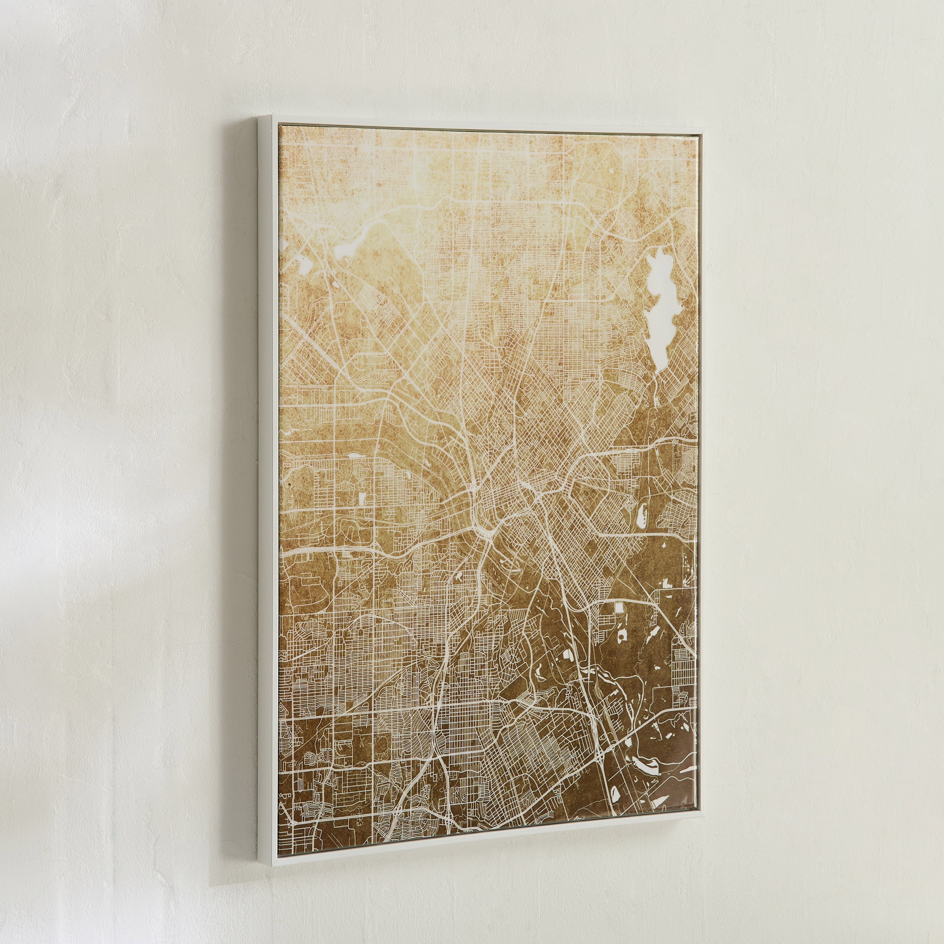 لوحة كانفاس مؤطرة خريطة المدينة بسطح إي بي إس عالي اللمعان من سايبرس أوديان - 50x70x2.8 سم-hbxdiningroom-walldecor-wallart-image-2