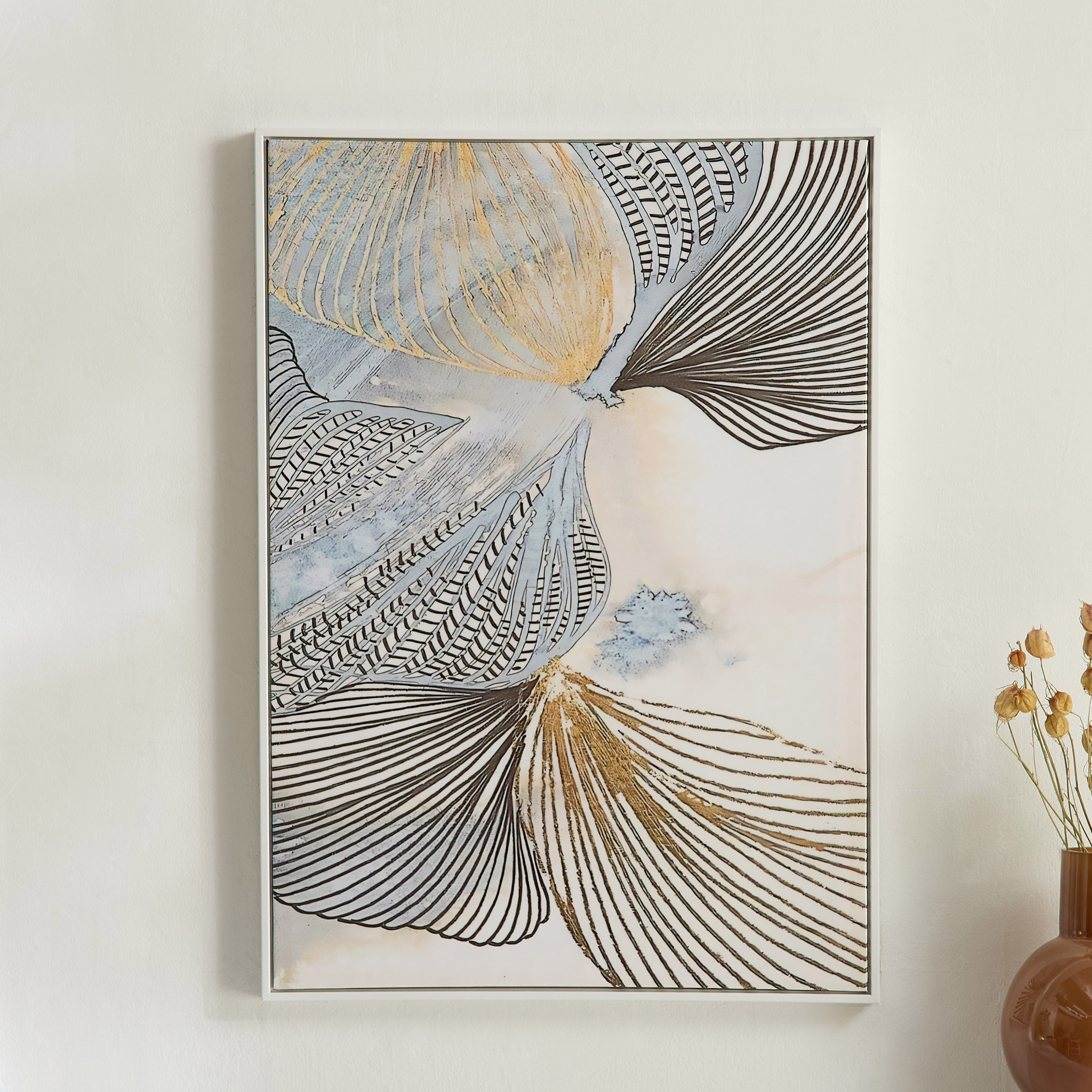 زينة كانفاس مؤطرة تجريدية مع سطح لامع أوديان من سيبرس - 50x70x2.8 سم-hbxdiningroom-walldecor-wallart-image-1
