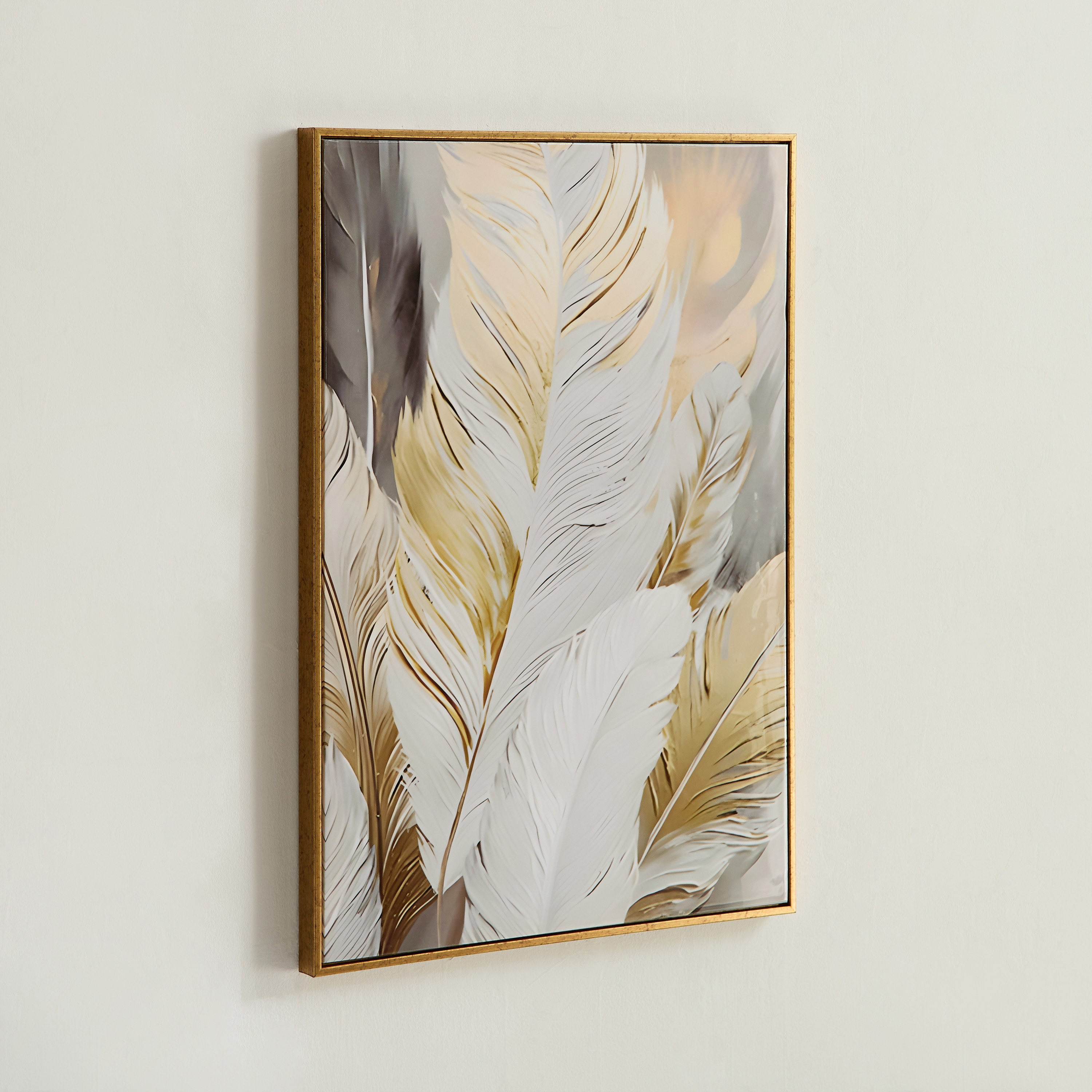 زينة حائط كانفاس مؤطرة ريش بسطح إي بي إس عالي اللمعان من سايبرس أوديان - 50x70x2.8 سم-hbxdiningroom-walldecor-wallart-image-2