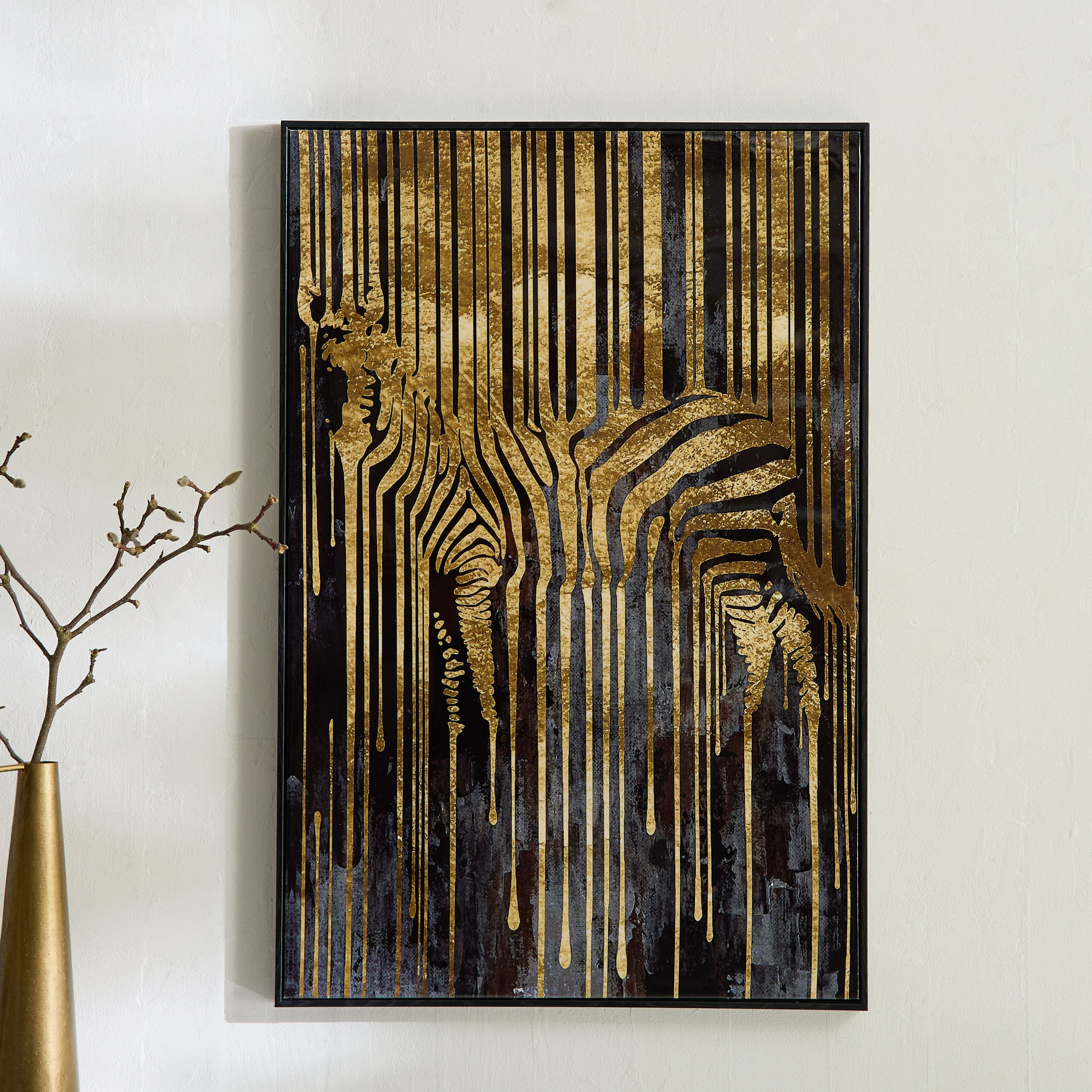 Cyprus Odean Zebra Abstract Framed Picture with Foil - 60x90x2.8 cm-hbxdiningroom-walldecor-wallart-image-1