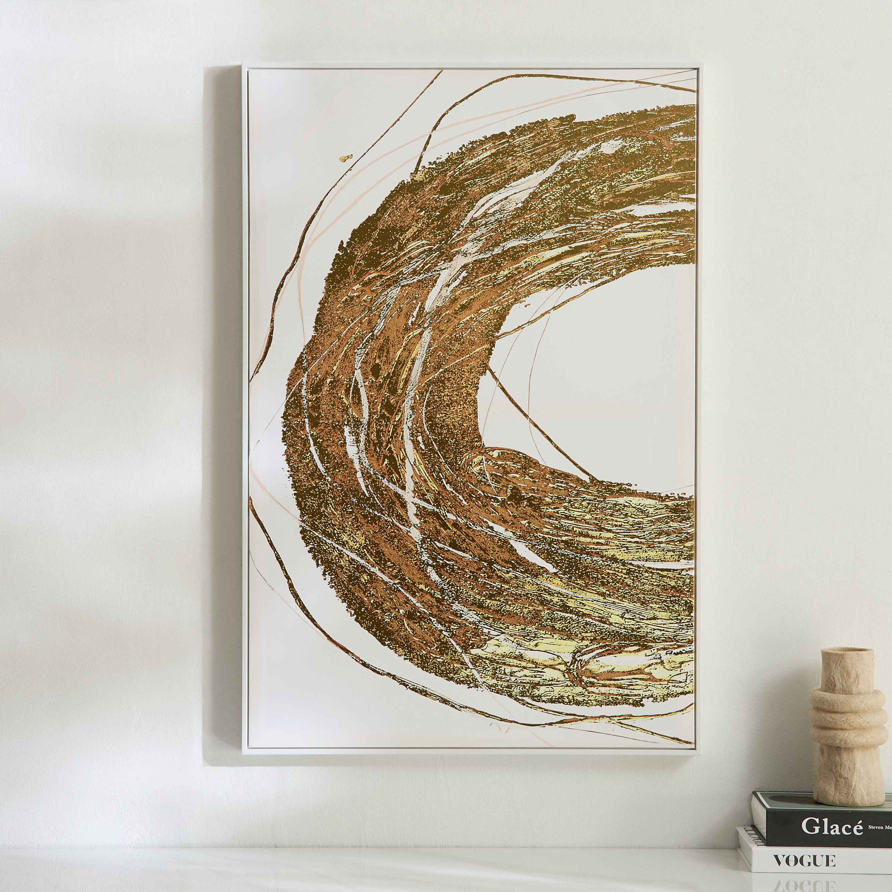 صورة مؤطرة تجريدية مع جذور ورقائق معدنية أوديان من قبرص - 60x90x2.8 سم-hbxdiningroom-walldecor-wallart-image-1
