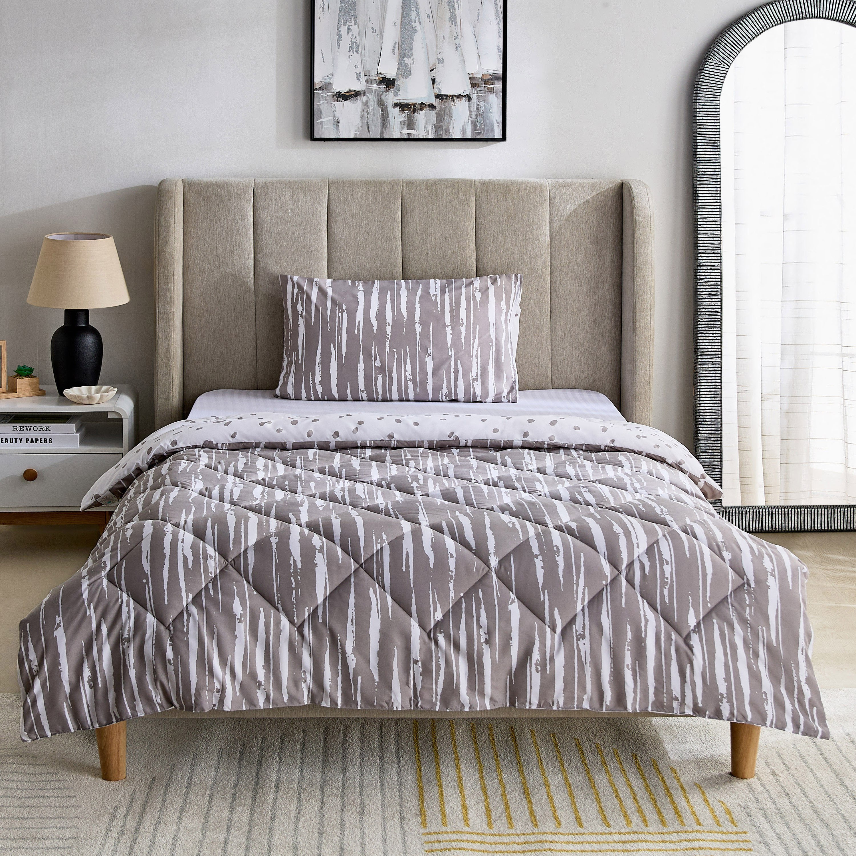Madrid Glint 2-Piece Microfiber Reversible Twin Comforter Set - 160x220 cm-hbxhomeware-hbxbedroom-image-3