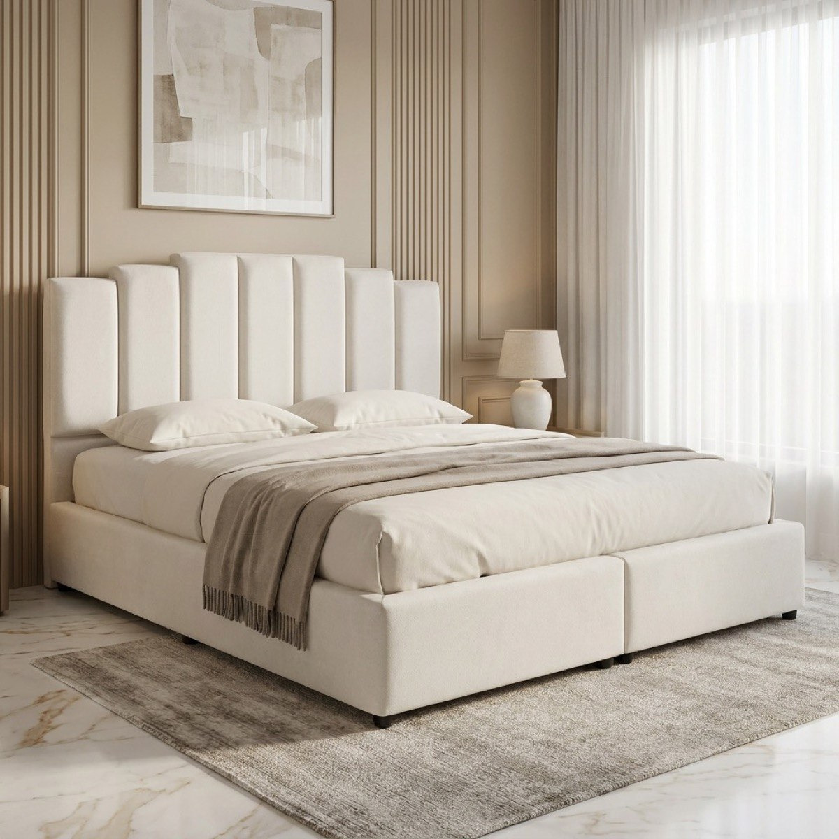 Movo Curvy Rio Upholstered Queen Bed - 140x200 cm-hbxbedroom-bedsandbedsets-beds-queen-image-1