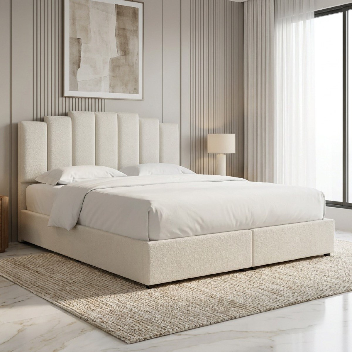 Movo Curvy Rio Upholstered Queen Bed - 160x200 cm-hbxbedroom-bedsandbedsets-beds-queen-image-1