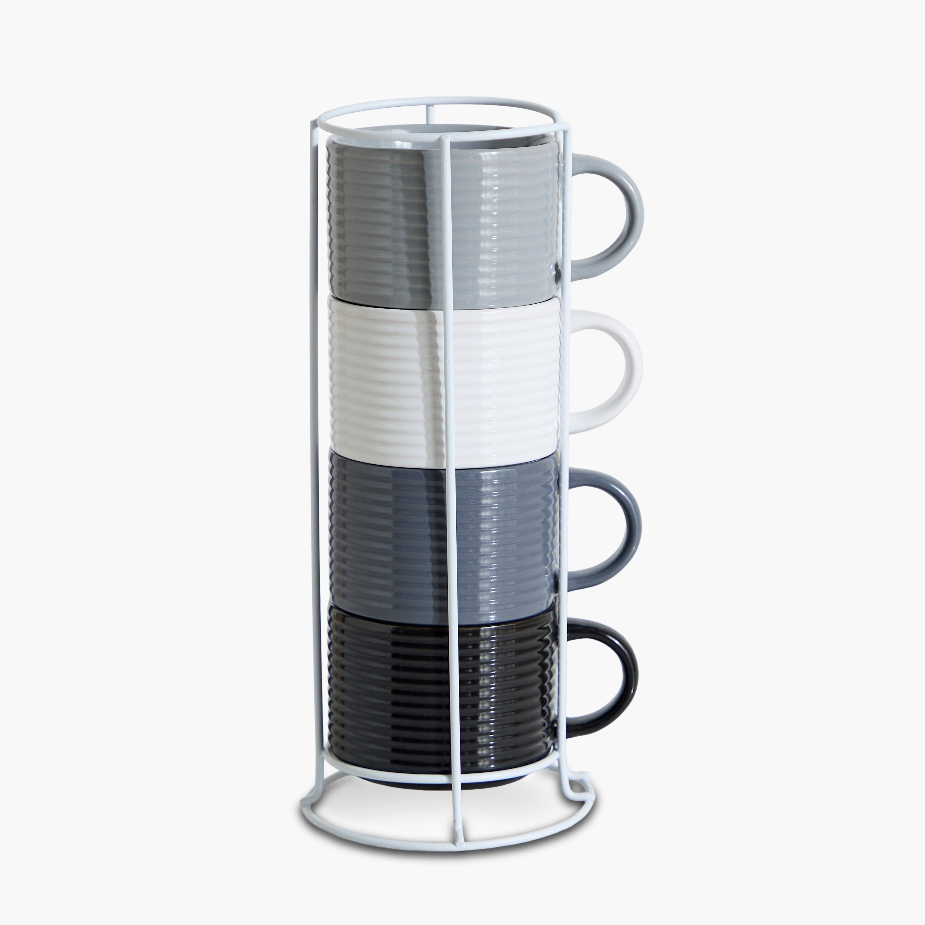 Davis 4-Piece Stoneware Monochrome Coffee Mug Set - 300 ml-hbxhomeware-diningandtabletop-coffeeandteasets-image-5