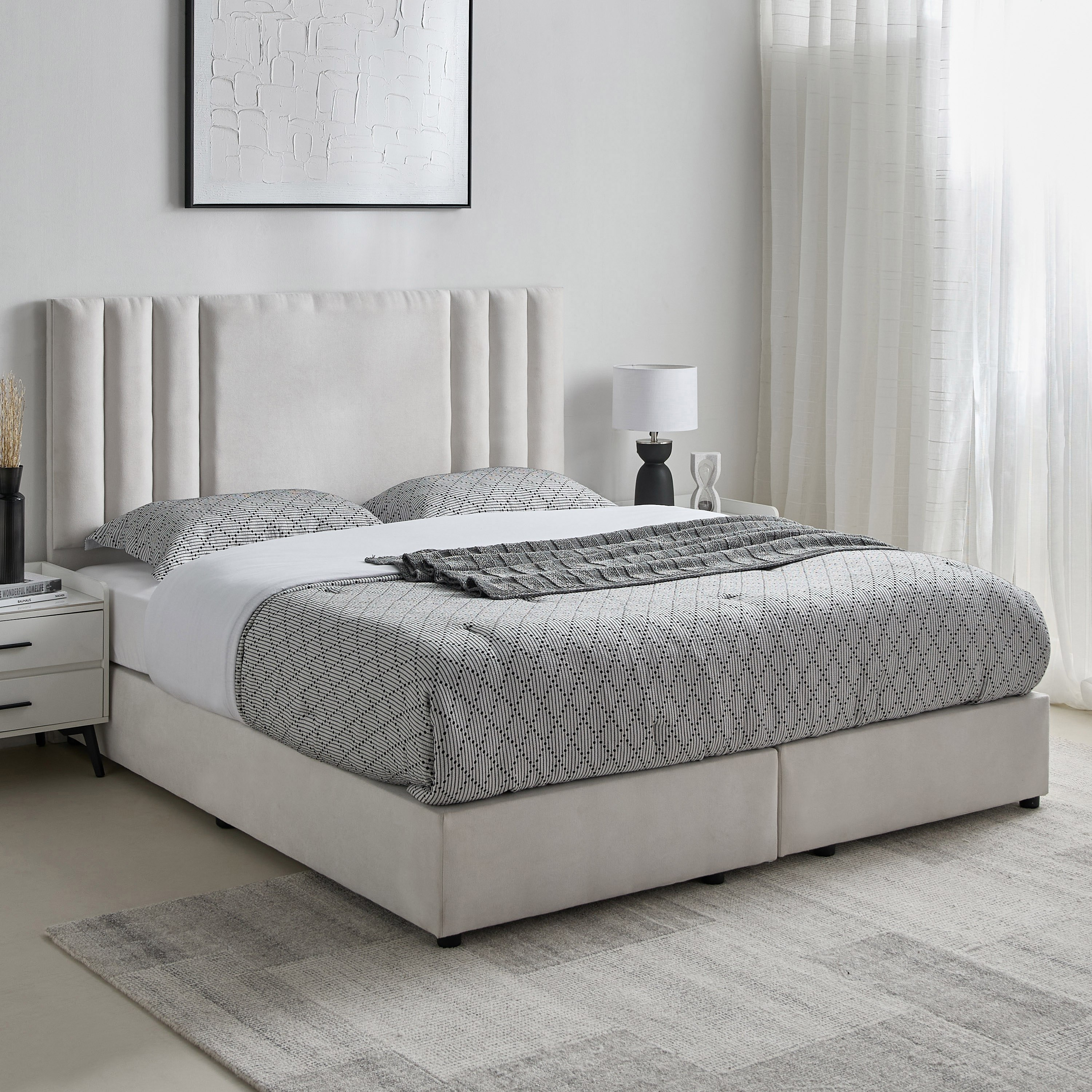 Movo Curvy Galaxy Upholstered Queen Bed - 160x200 cm-hbxbedroom-bedsandbedsets-beds-queen-image-9