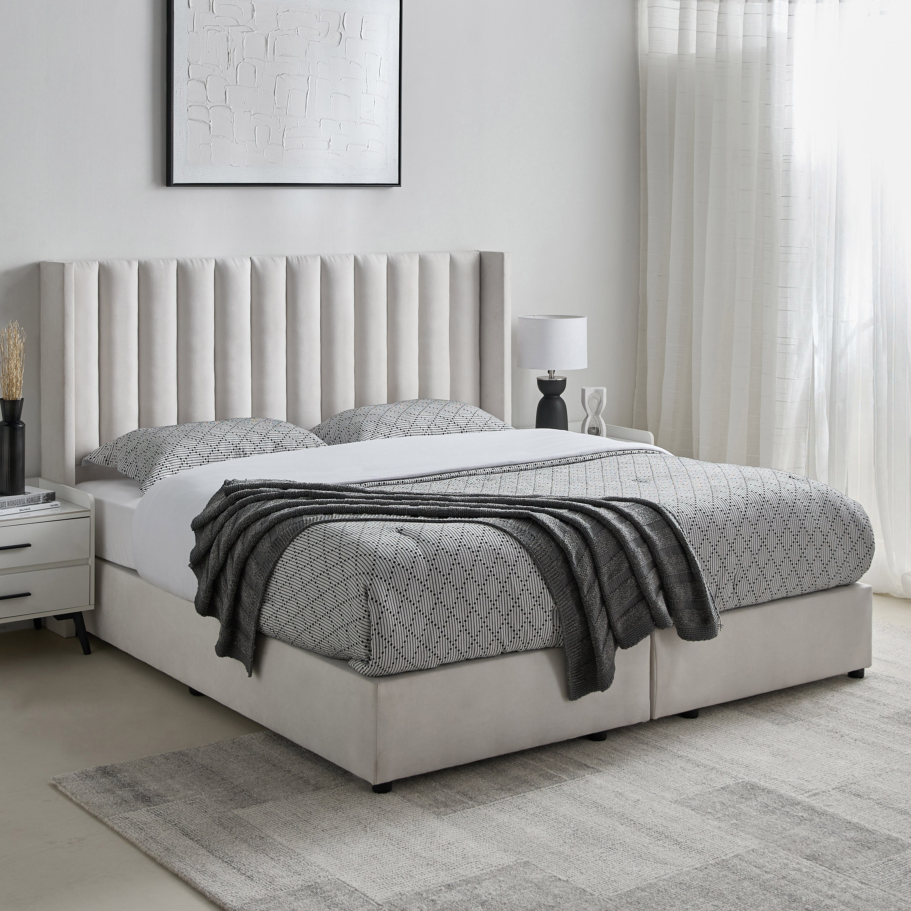Movo Curvy Wing Back Twin Upholstered Bed - 120x200 cm-hbxbedroom-bedsandbedsets-upholsteredbeds-twin-image-9