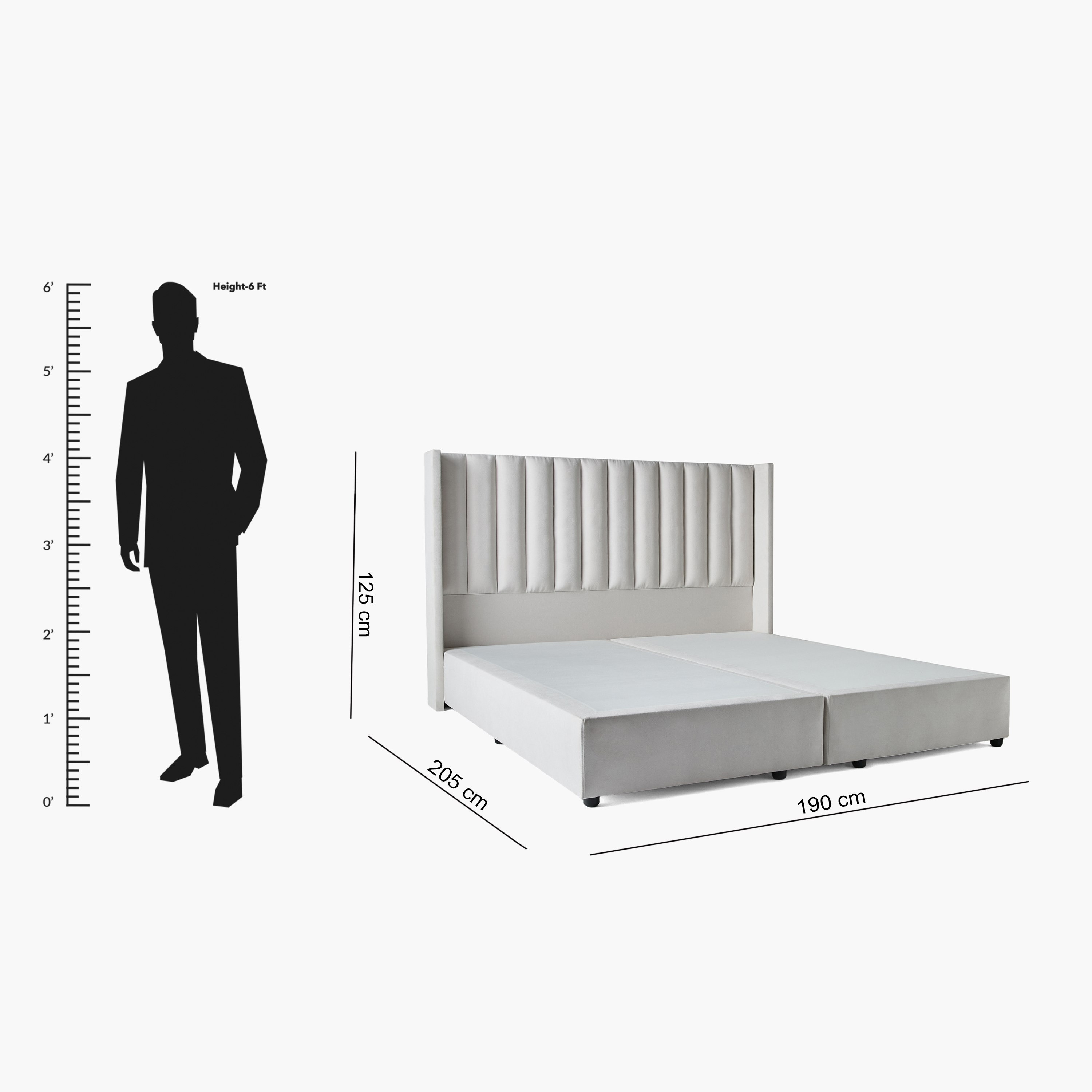 Movo Curvy Wing Back King Upholstered Bed - 180x200 cm-hbxfurniture-bedsandbedsets-beds-king-image-11
