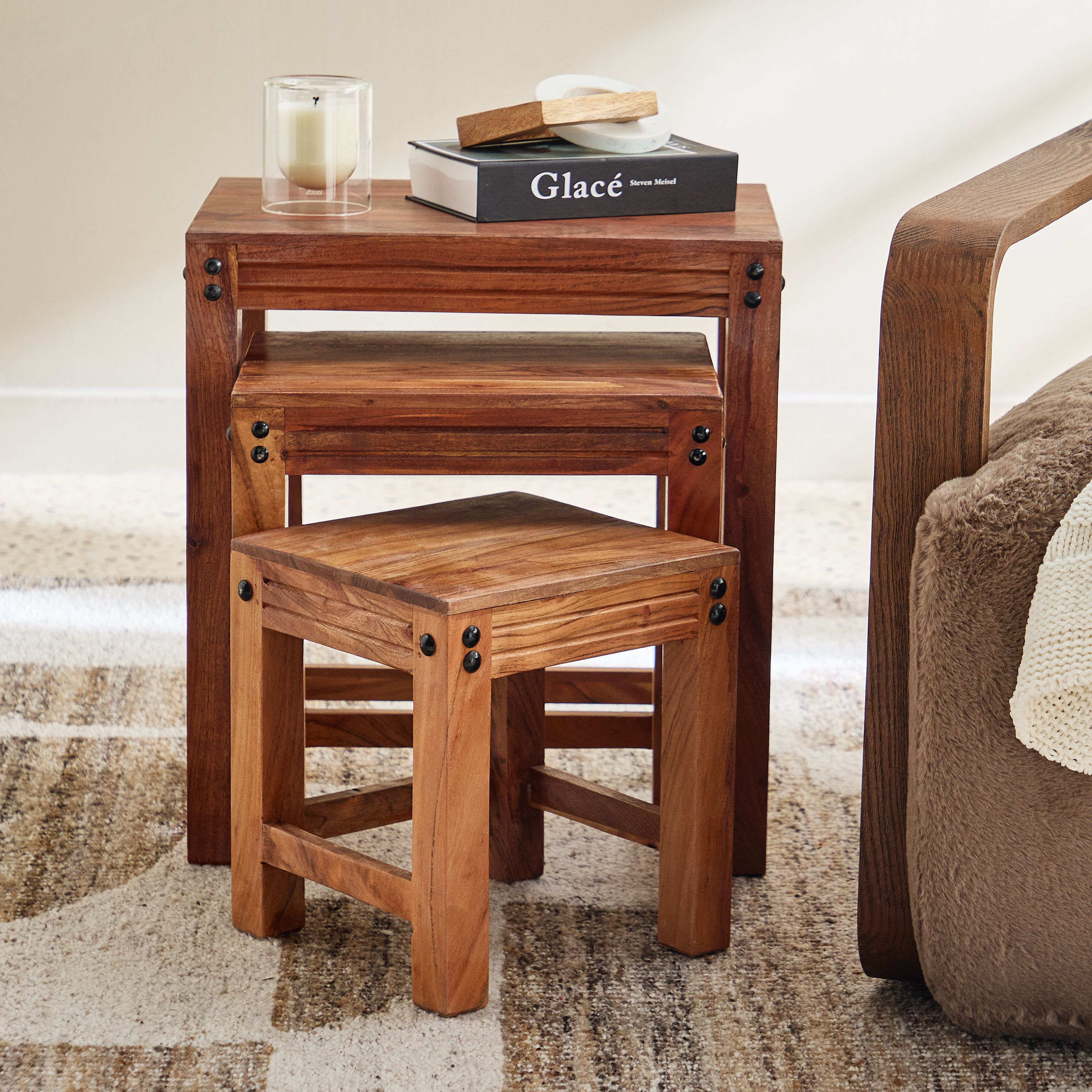 Vendra Arya Solid Wood Nest of Tables - Set of 3-hbxfurniture-livingroom-nestingtables-image-2